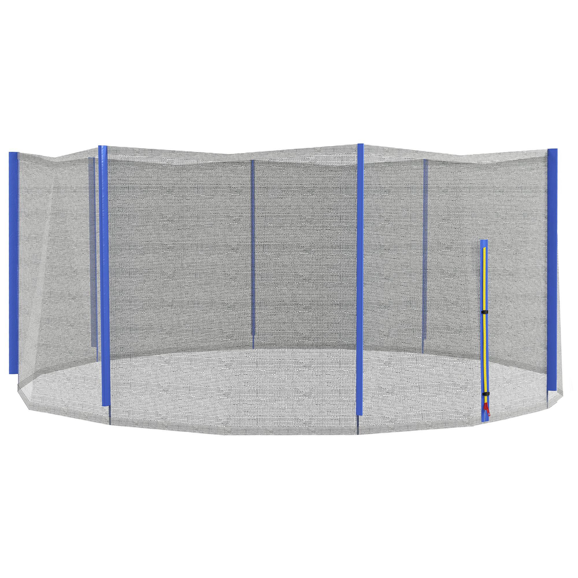 SPORTNOW Rete di Protezione per Trampolini a 6 Pali con Ingresso con Cerniera, in PE, Ø366x180 cm, Nero e Blu Aosom