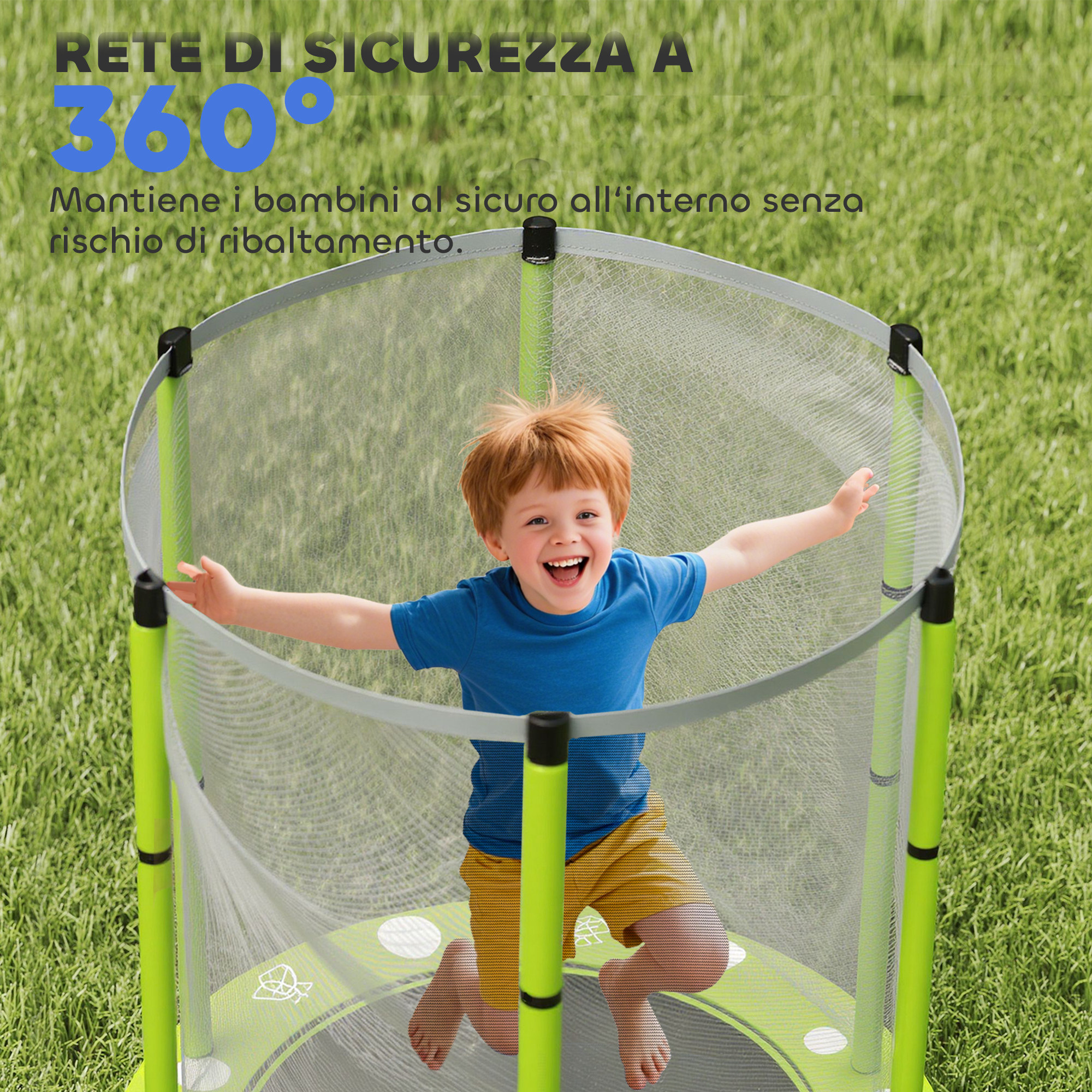Trampolino Elastico Per Bambini Da 3 Anni 175 Cm Con Rete Di Protezione Multicolore 85374809 - 2