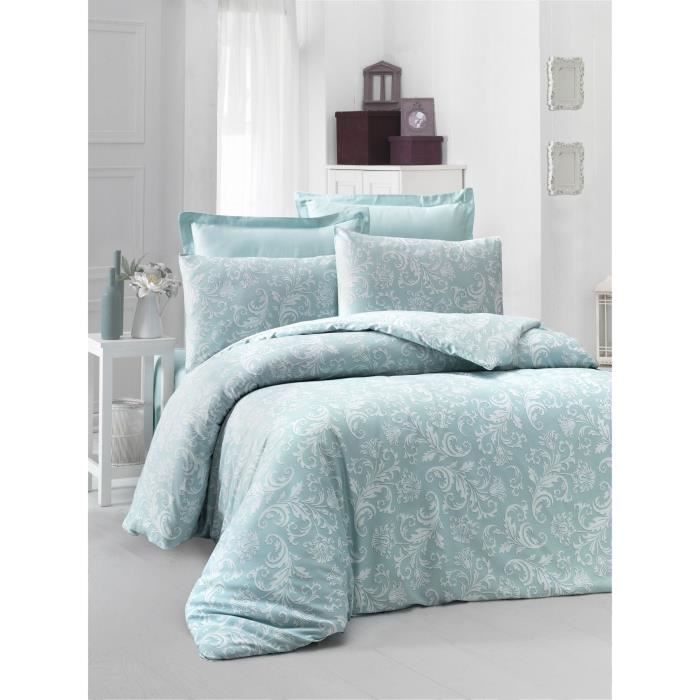 Parure de lit - 1 housse de couette 220 x 240 cm + 2 taies d'oreiller 60 x 60 cm - Satiné 100% coton - Blanc