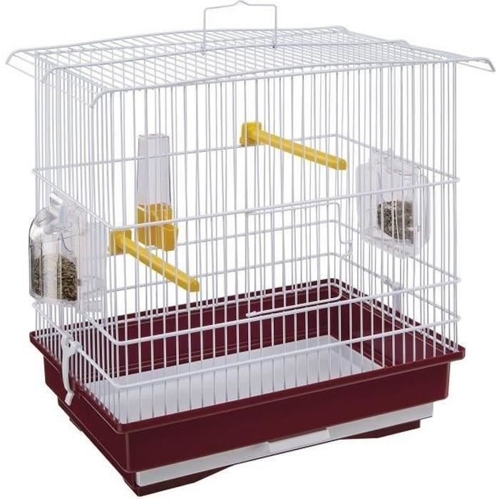 Meilleurs prix pour Ferplast Ferplast Cage pour canaris et petits oiseaux exotiques GIUSY Cage rectangulaire pour oiseaux, équipée d'accessoires et mangeoires tournantes, métal robuste vernis Blanc et bac de cage en plastique Rouge, 39 x 26 x h 37 cm