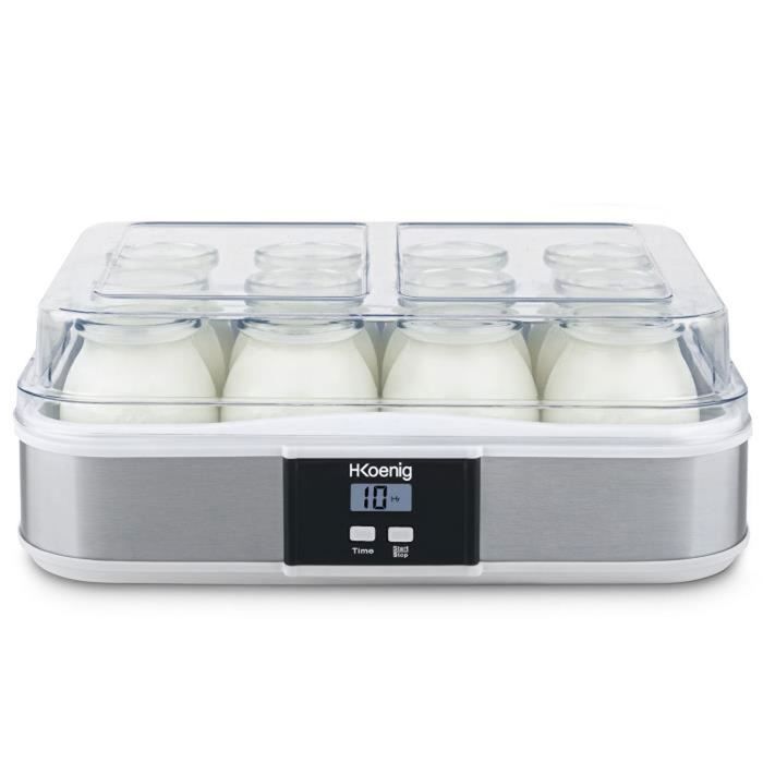 H.Koenig - Yaourtière ELY120 - 12 Pots et Pot Fromage Blanc - Blanc - Image 6