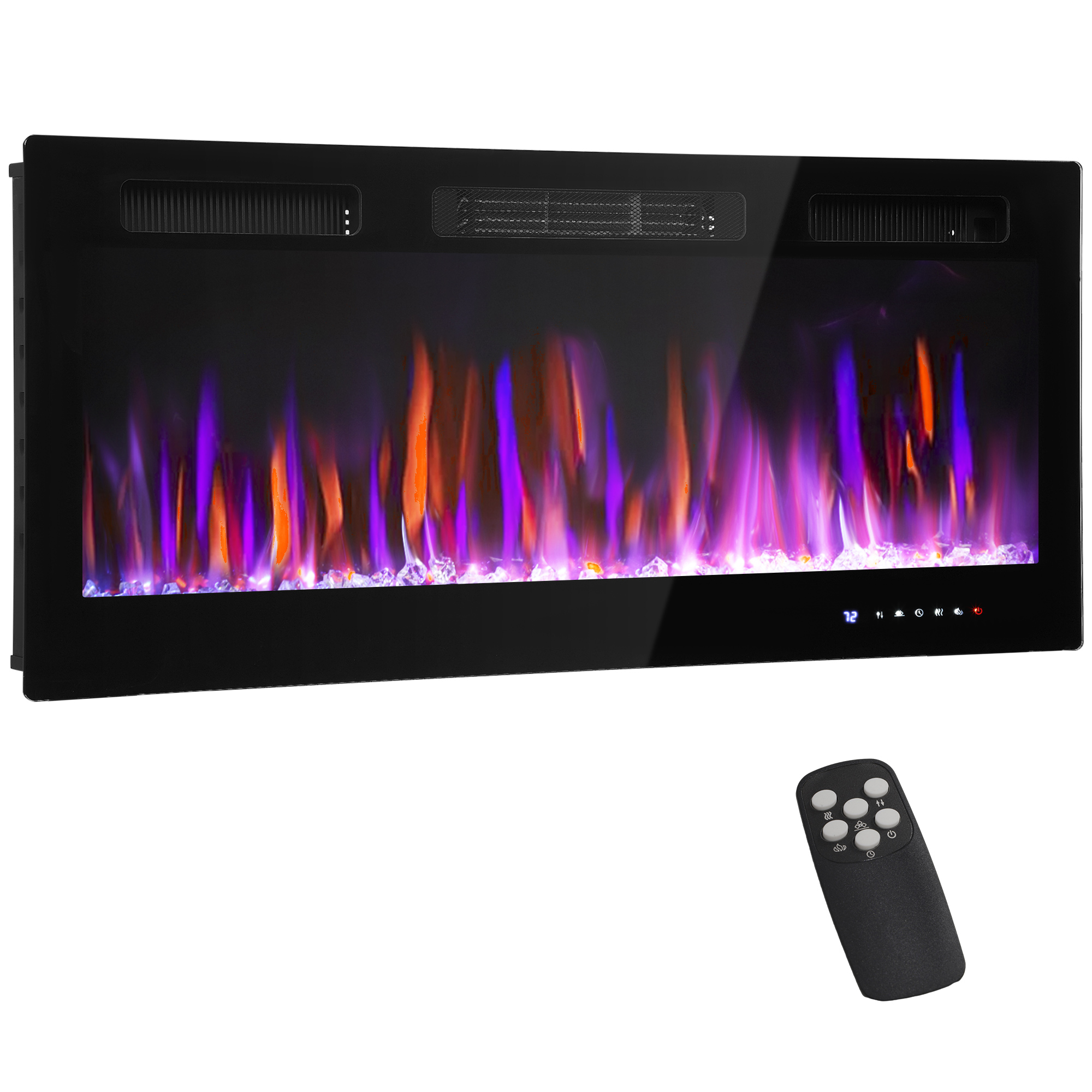 HOMCOM Elektrokamin mit Heizung, Elektrischer Kamin mit 12 farbigen 3D Flam günstig online kaufen