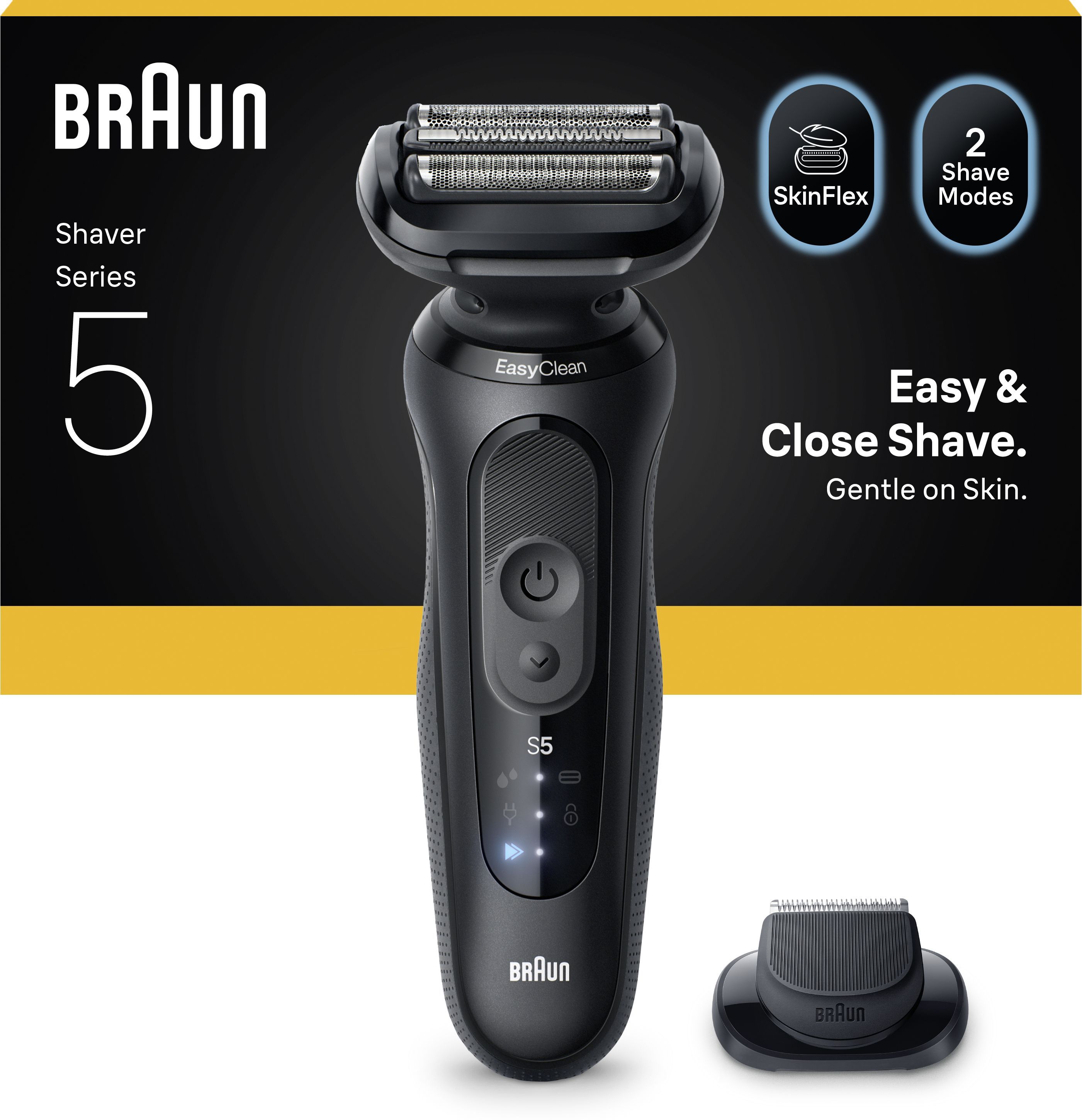 Braun Series 5 52-N1200s - Rasoir Électrique À Grille Rechargeable Avec Tondeuse De Précision - 100 % Étanche - Noir - Image 7