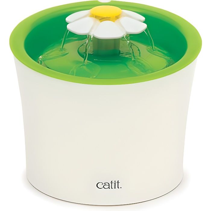 Comparer les prix de Distributeur Chat – Catit Fontaine à eau Flower coloris vert – 3 litres