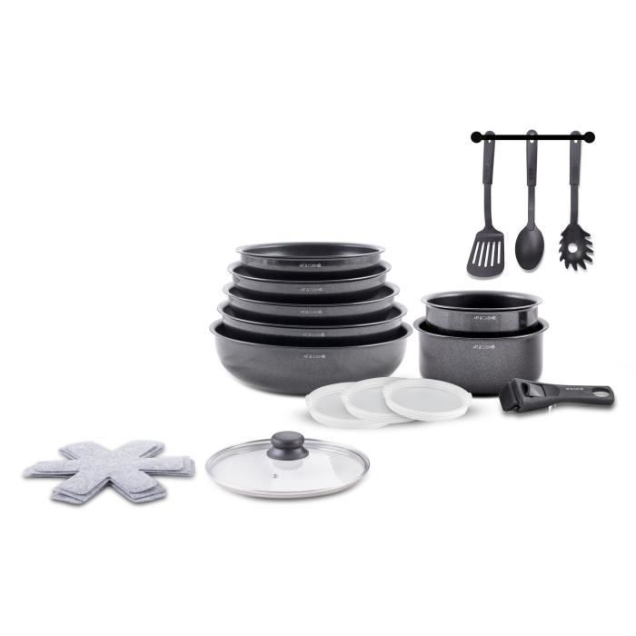 Non Communiqué Blanc Set De 18 Pièces Anti-Adhérent Art & Cuisine Ac1824 Aluminium Induction - Image 4