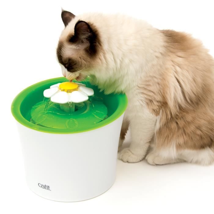 Distributeur Chat – Catit Fontaine à eau Flower coloris vert – 3 litres