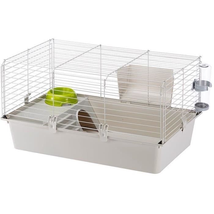 Comparer les prix de Ferplast Cage spacieuse pour cochons d'inde CAVIE 80, système de fermeture sécurité, accessoires inclus, en métal vernis gris et plastique, 77 x 48 x h 42 cm