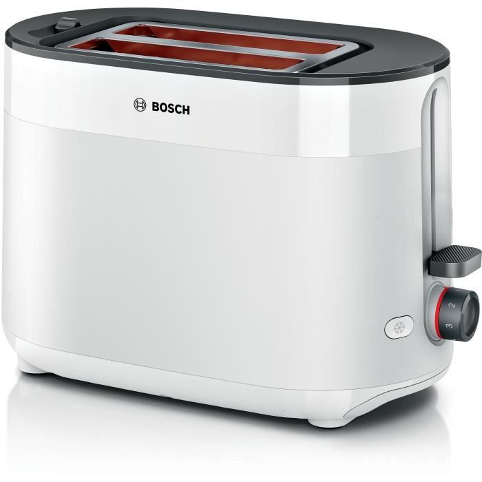 Toaster - BOSCH - TAT2M121 MyMoment - Blanc - 2 tranches - centrage automatique du pain - fonctions décongélation et réchauffage