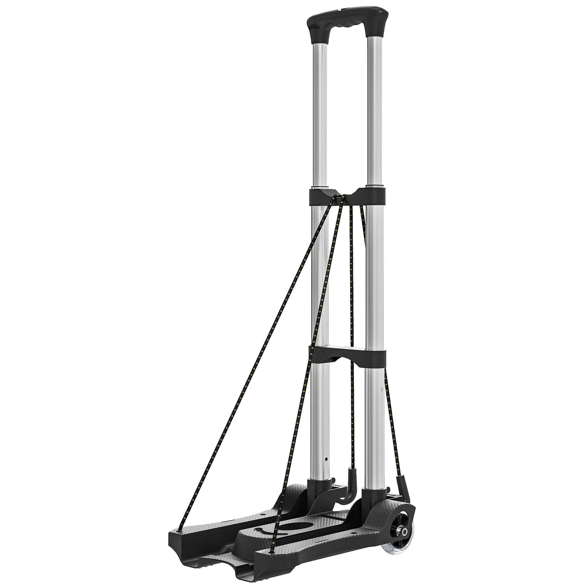 HOMCOM Cărucior portbagaj pliabil de 40 kg cu 2 curele, mâner telescopic, din aluminiu și plastic, negru | Aosom Romania