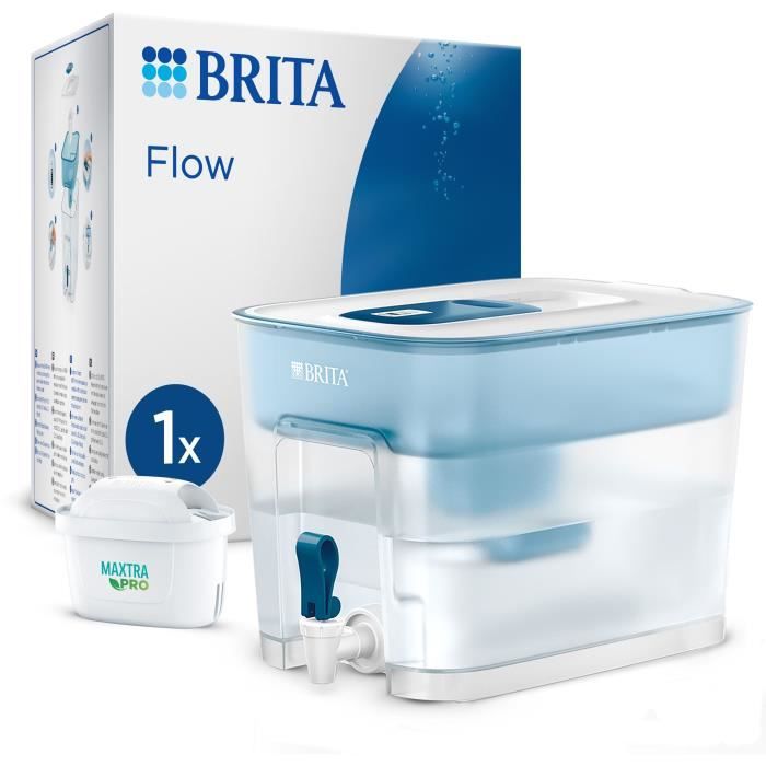 Distributeur d'eau BRITA - Flow - Capacité 8,2L dont 5,2L d'eau filtrée - 1 Cartouche Maxtra Pro All-In-1 incluse