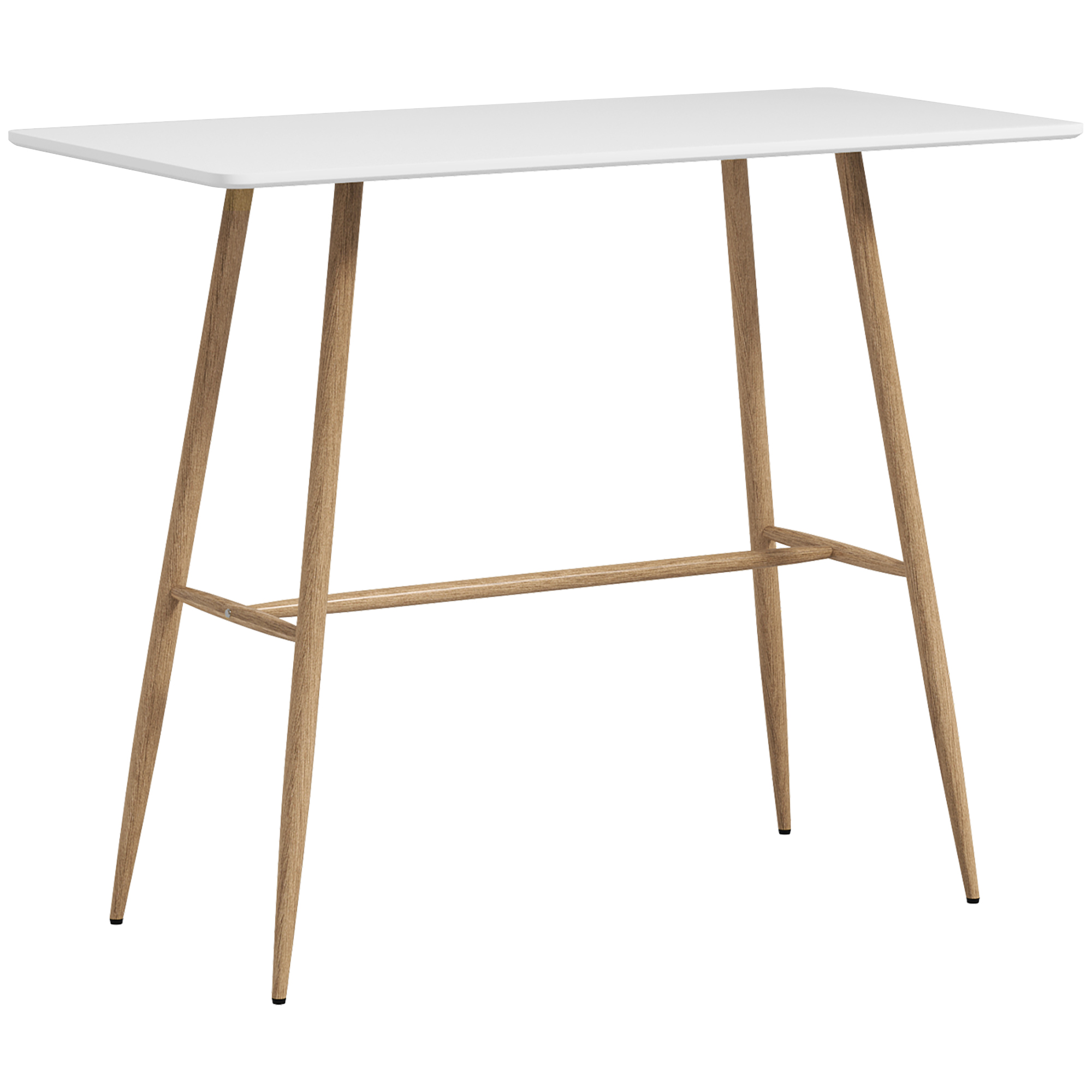 HOMCOM Mesa de Bar Retangular 4 Pessoas 120x60x98 cm Branco