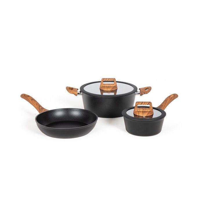 Batterie de cuisine - Induction - LIVOO - MEP147 - Aluminium antiadhésif - 5 pieces - 1 casserole Ø16 - 1 poele Ø24 - 1 faitout Ø24