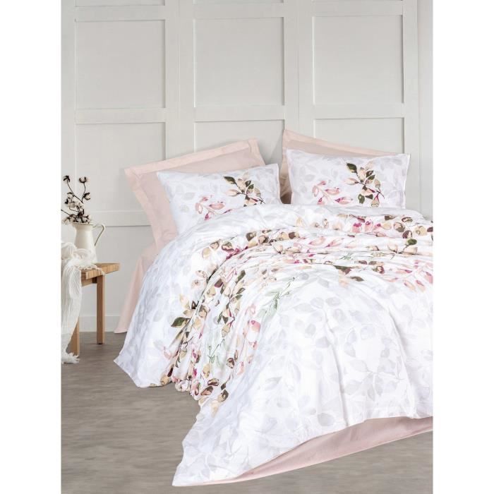 Parure de lit - 1 housse de couette 220 x 240 cm + 2 taies d'oreiller 60 x 60 cm - 100% coton renforcé - Beige