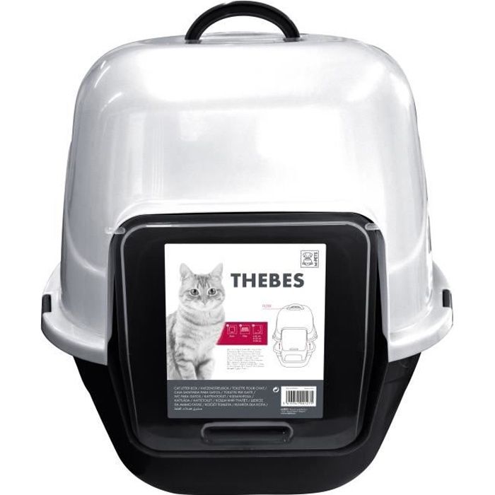 Comparer les prix de MPETS Maison de toilette Thebes - 62x53x58 cm - Noir et blanc - Pour chat
