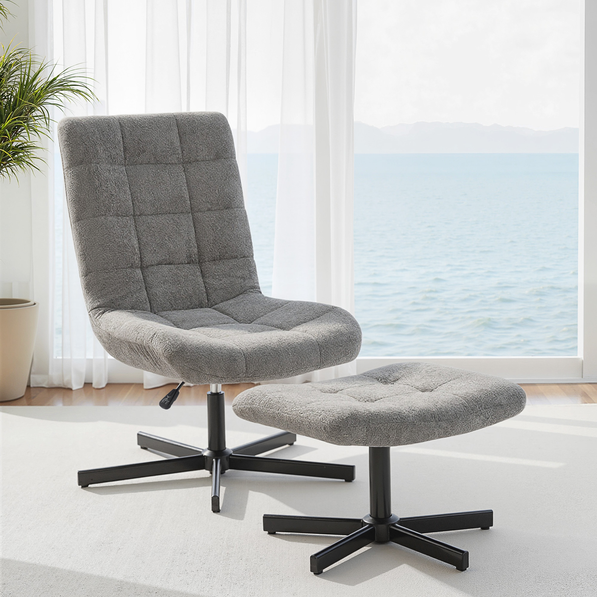 HOMCOM Relaxsessel mit Fußhocker, drehbar 360°, Velours, höhenverstellbar, günstig online kaufen