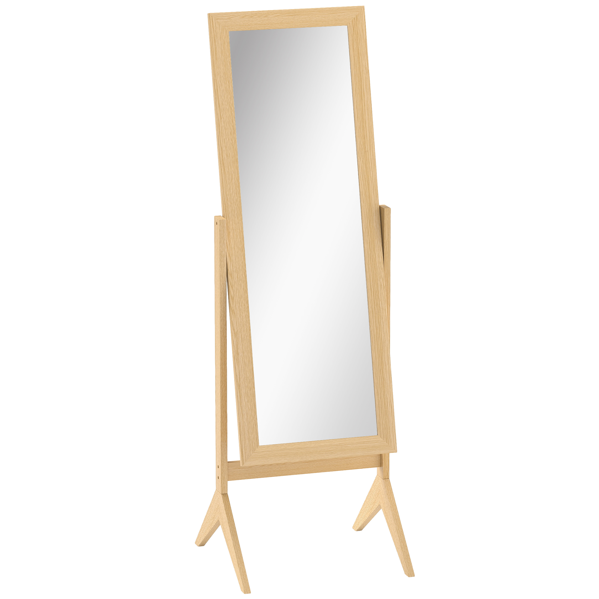 HOMCOM Specchio da Terra Reclinabile con Cornice Rettangolare, 47x46x148 cm, Effetto Rovere   Aosom Italy