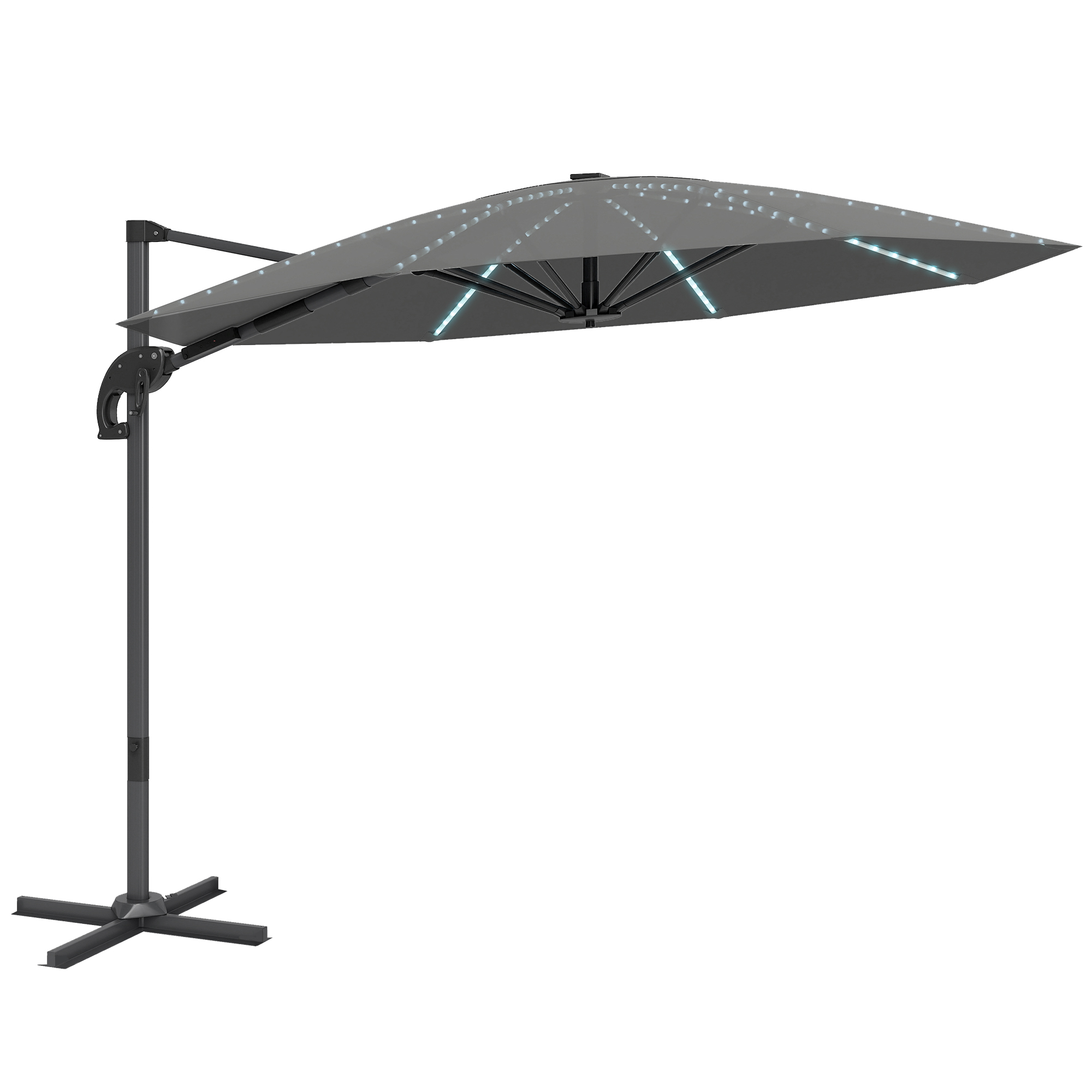 Outsunny Alu Ampelschirm LED Solar Ø300cm höhenverstellbar Sonnenschirm mit günstig online kaufen