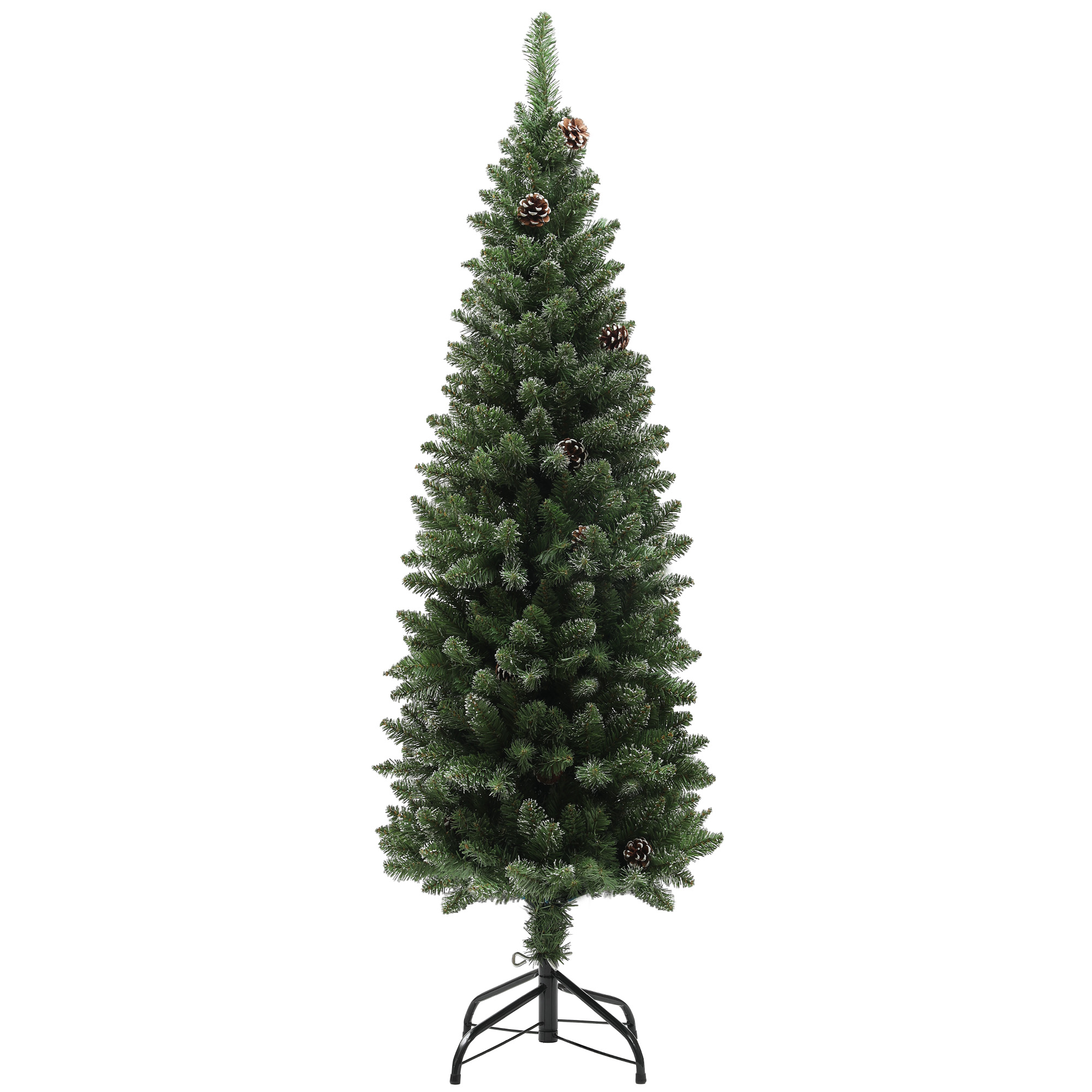 HOMCOM Brad de Crăciun Înzăpezit Înalt cu 395 Crengi, Brad Artificial de Crăciun cu Conuri și Bază, Ø54 x 150 cm, Verde | Aosom Romania