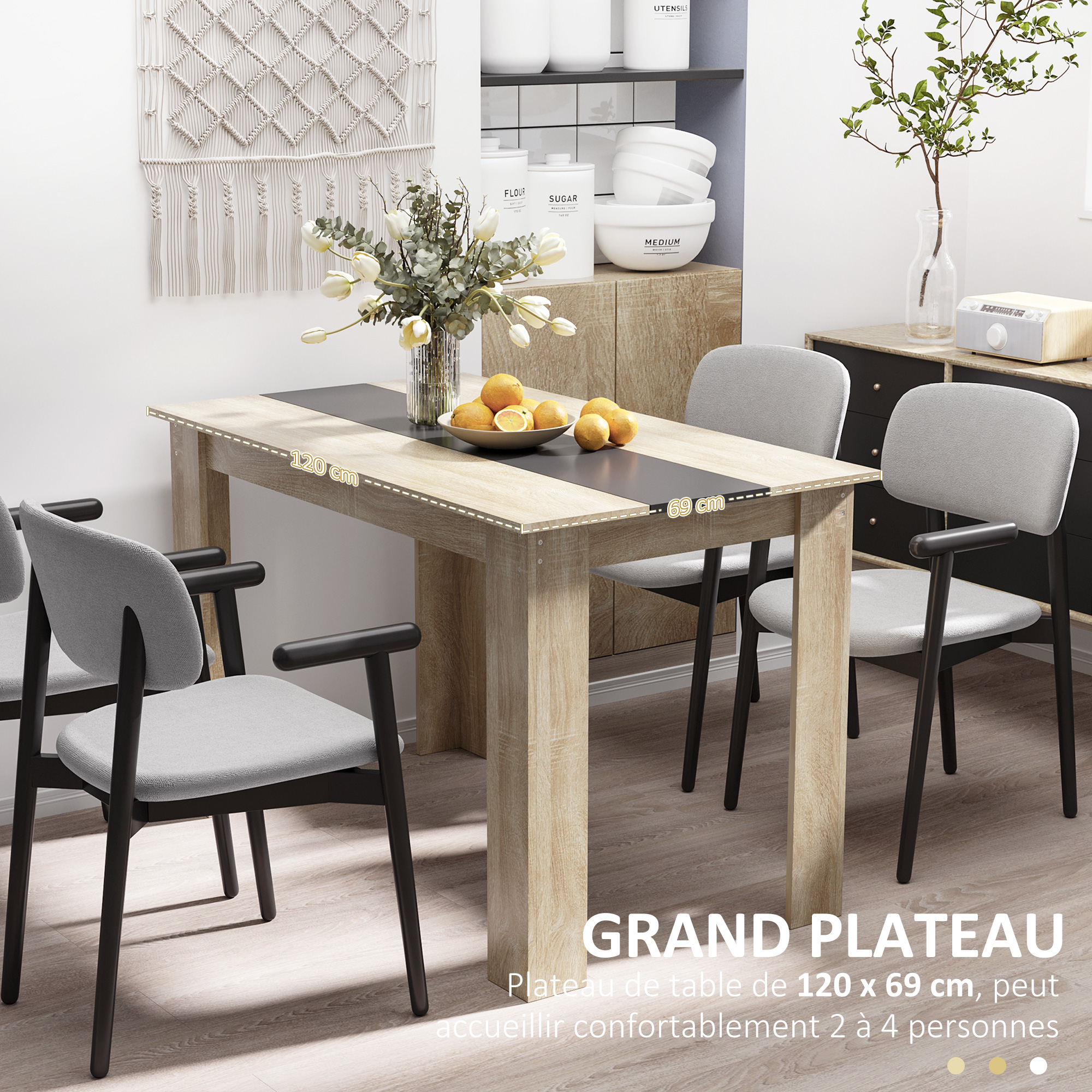 Table Ronde Industrielle HOMCOM - 120 Cm - 4 Personnes - Acier Et Mélamine