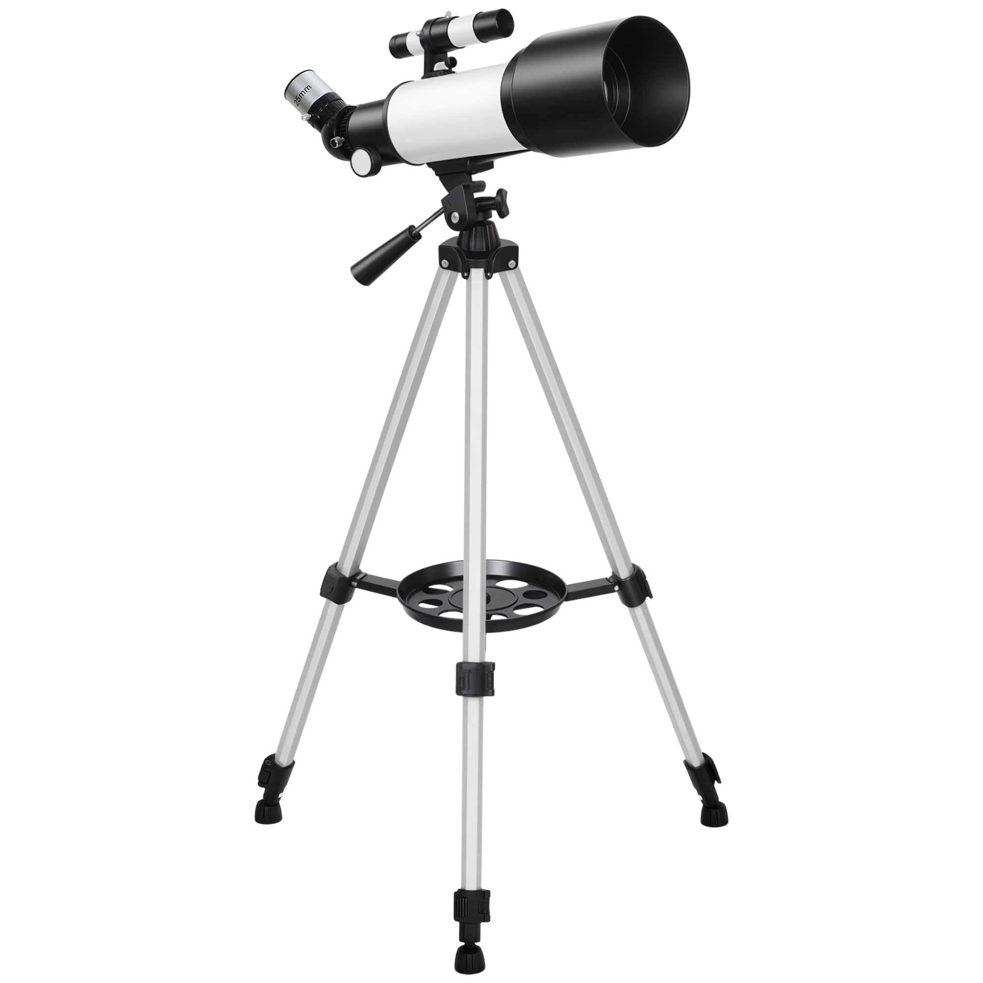 Outsunny Telescopio Astronómico 70 mm — 2 Oculares y Adaptador para Smartphone, Blanco/Negro