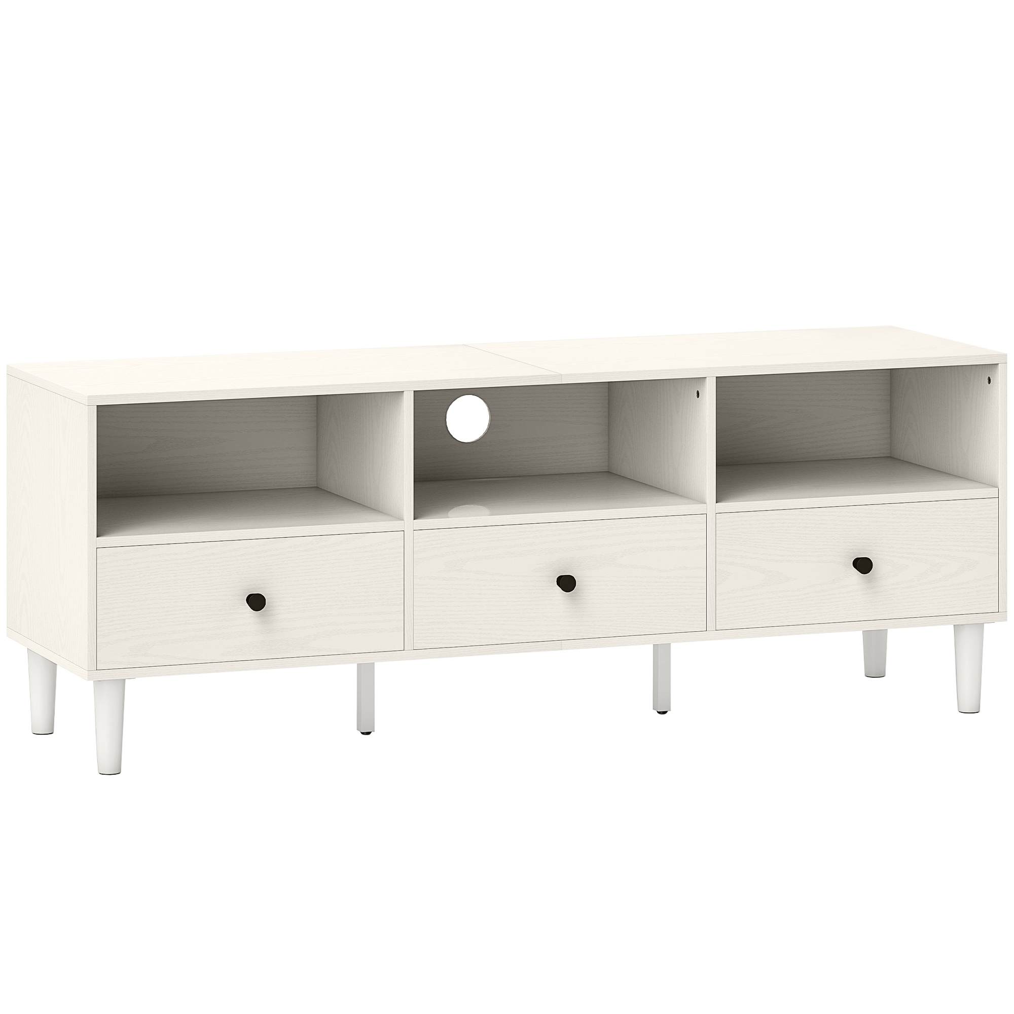 HOMCOM Mueble TV Compacto con 3 Cajones y 3 Compartimentos para TV de hasta 65 Pulgadas 120x34x45 cm Blanco