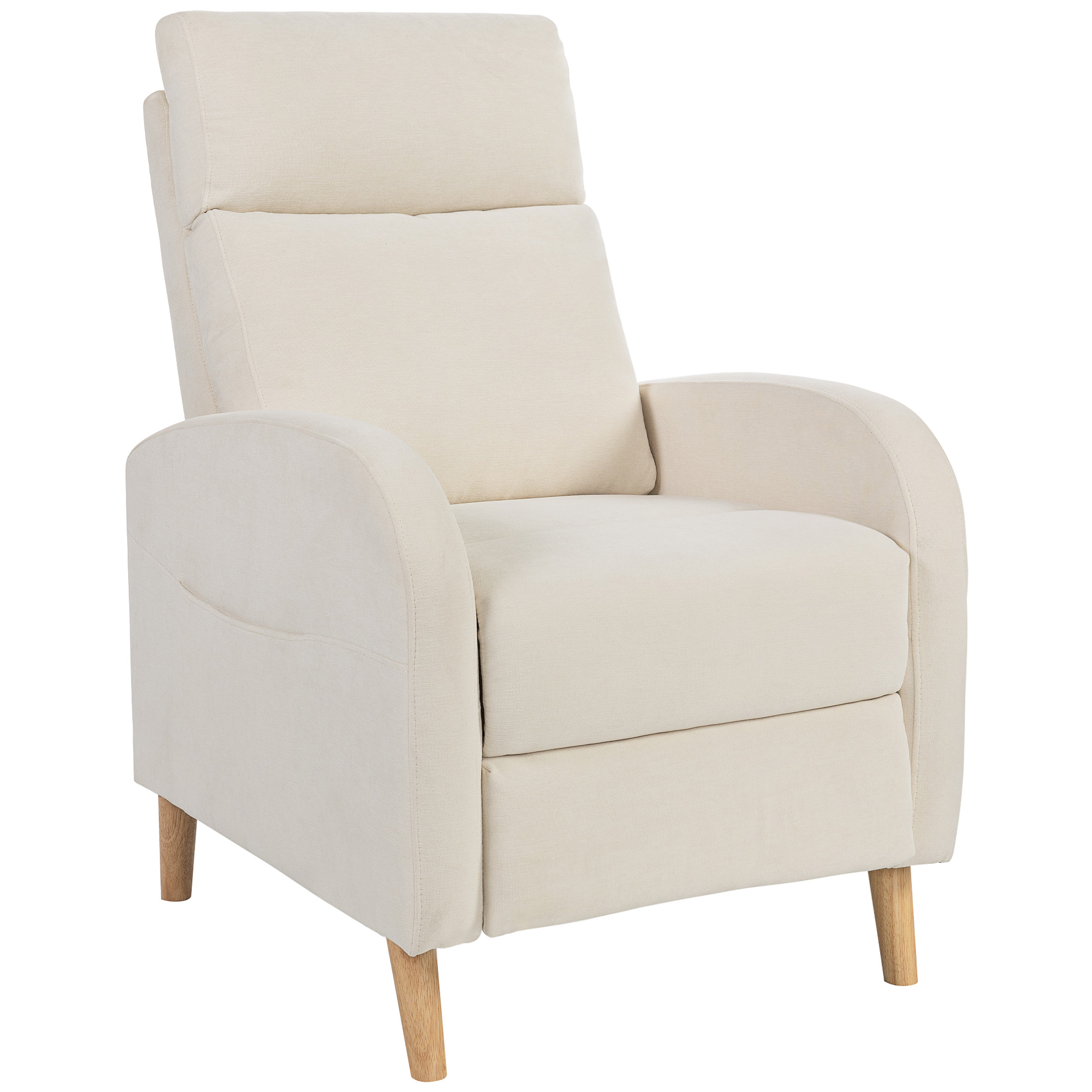 HOMCOM Sillón Relax Reclinable Tapizado en Lino Sintético con Reposapiés y Bolsillos Laterales Carga 135 kg Crema