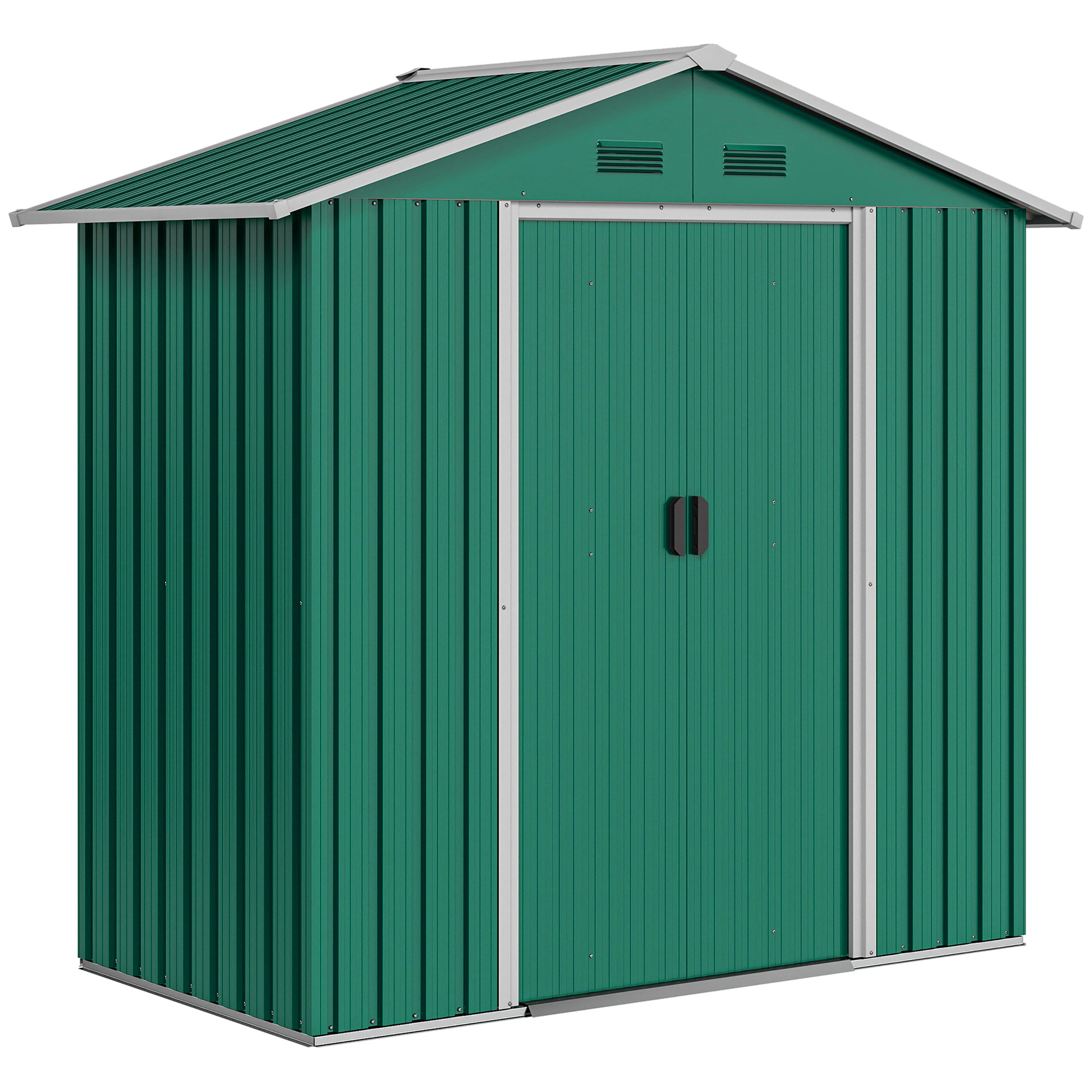 Outsunny 6.5ft x 3.5ft Metal Garden Storage Shed for Outdoor Tool Storage with Double Sliding Doors and 4 Vents, Green
