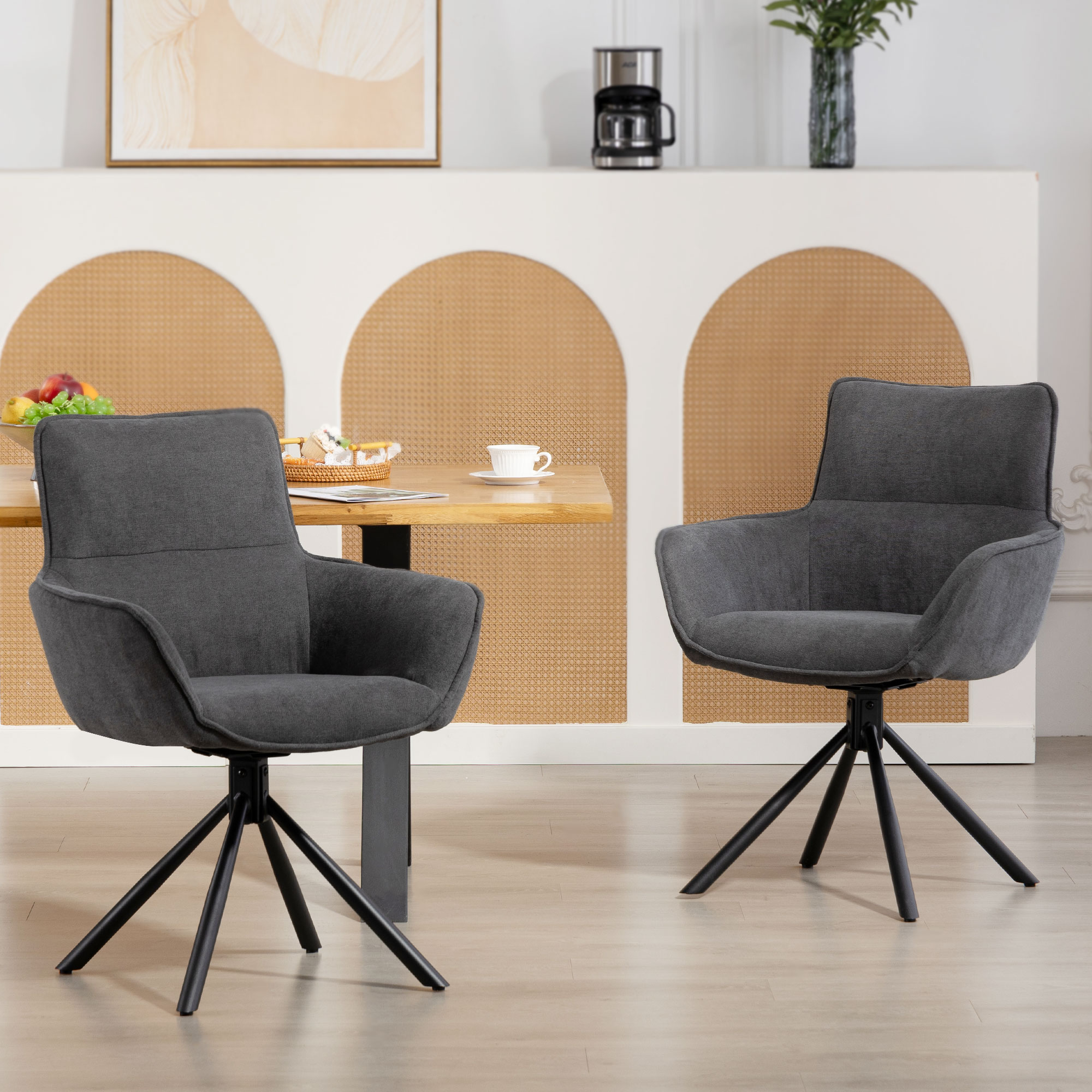 HOMCOM Esszimmerstuhl 2er Set Drehbar Küchenstuhl mit Samtoptik, Sessel mit günstig online kaufen