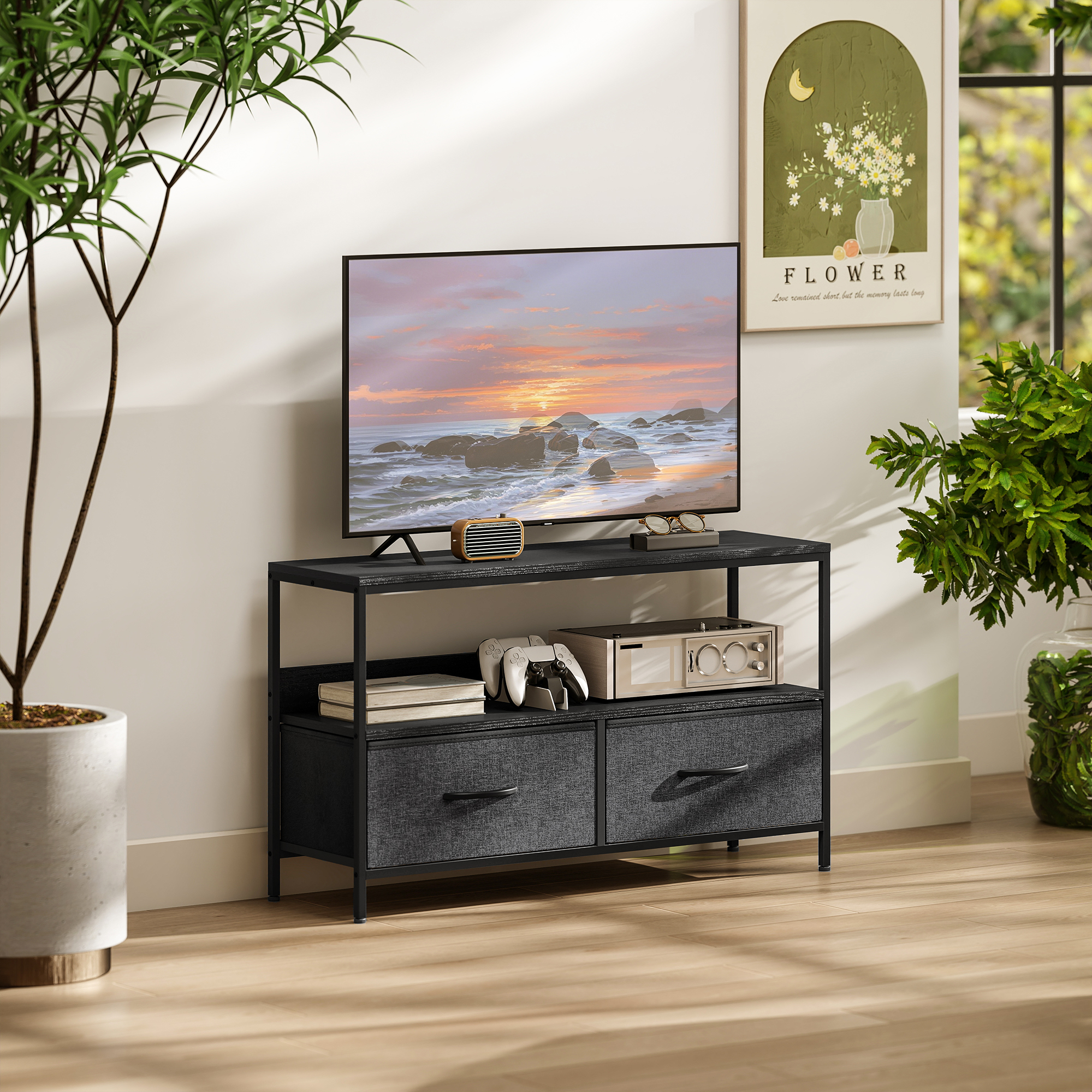 HOMCOM TV-Möbel, TV-Sideboard für Fernseher bis zu 119,38 cm mit 2 faltbare günstig online kaufen