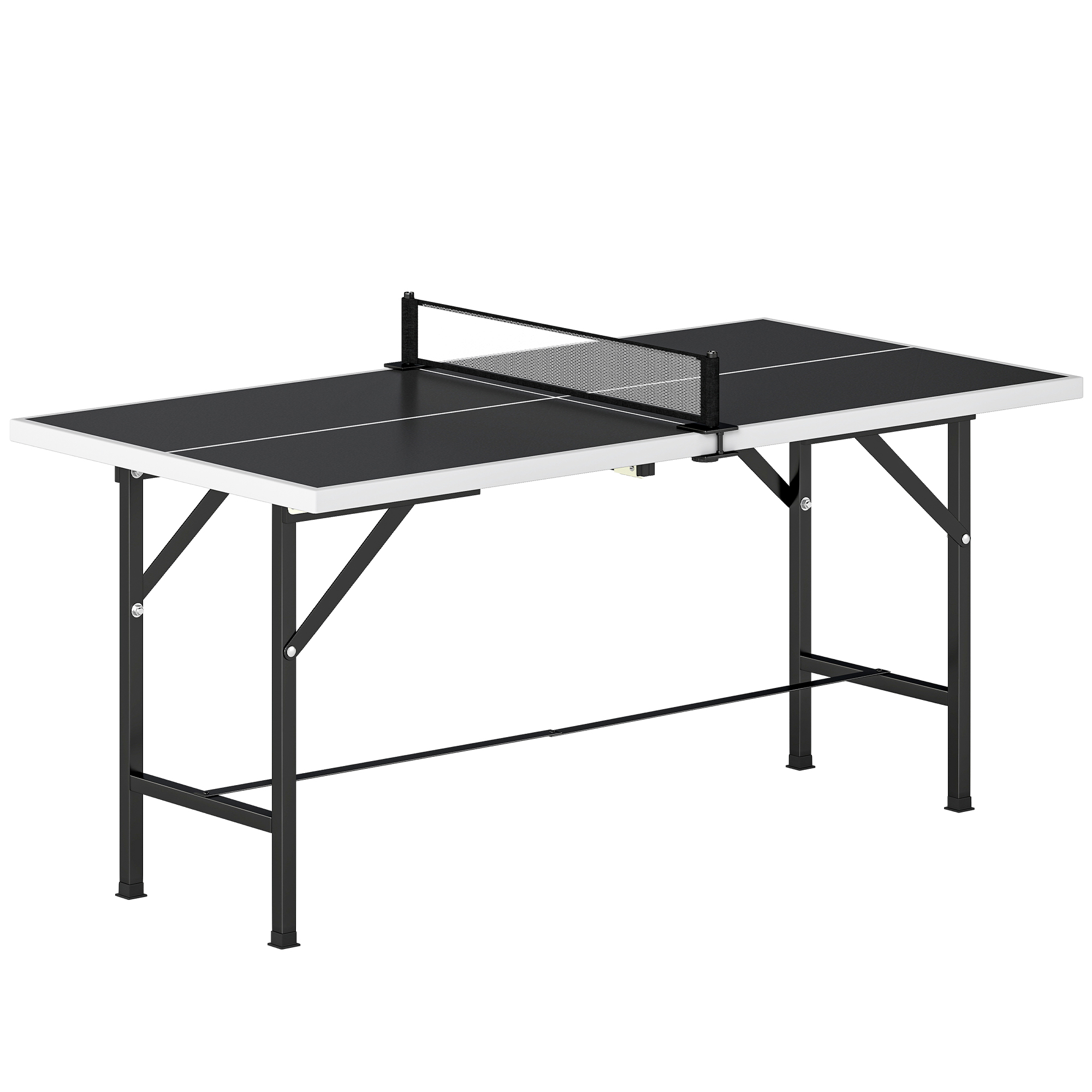 SPORTNOW Mini Mesa de Ping-Pong Plegable con Red 2 Raquetas y 3 Pelotas para Interior y Exterior 152x76x70 cm Negro