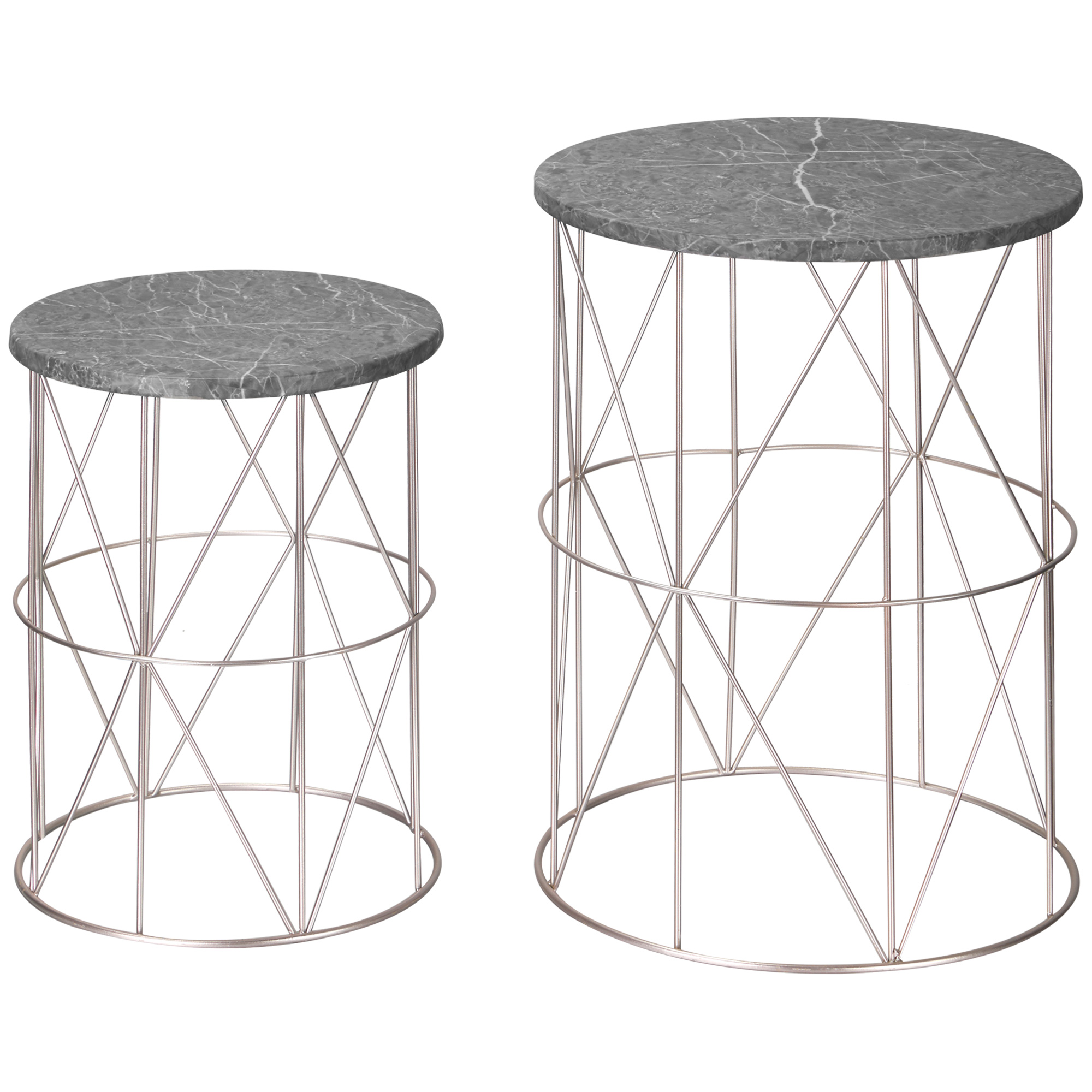 Outsunny 2er-Set Gartentisch Beistelltische Retro Couchtische mit Metallkor günstig online kaufen