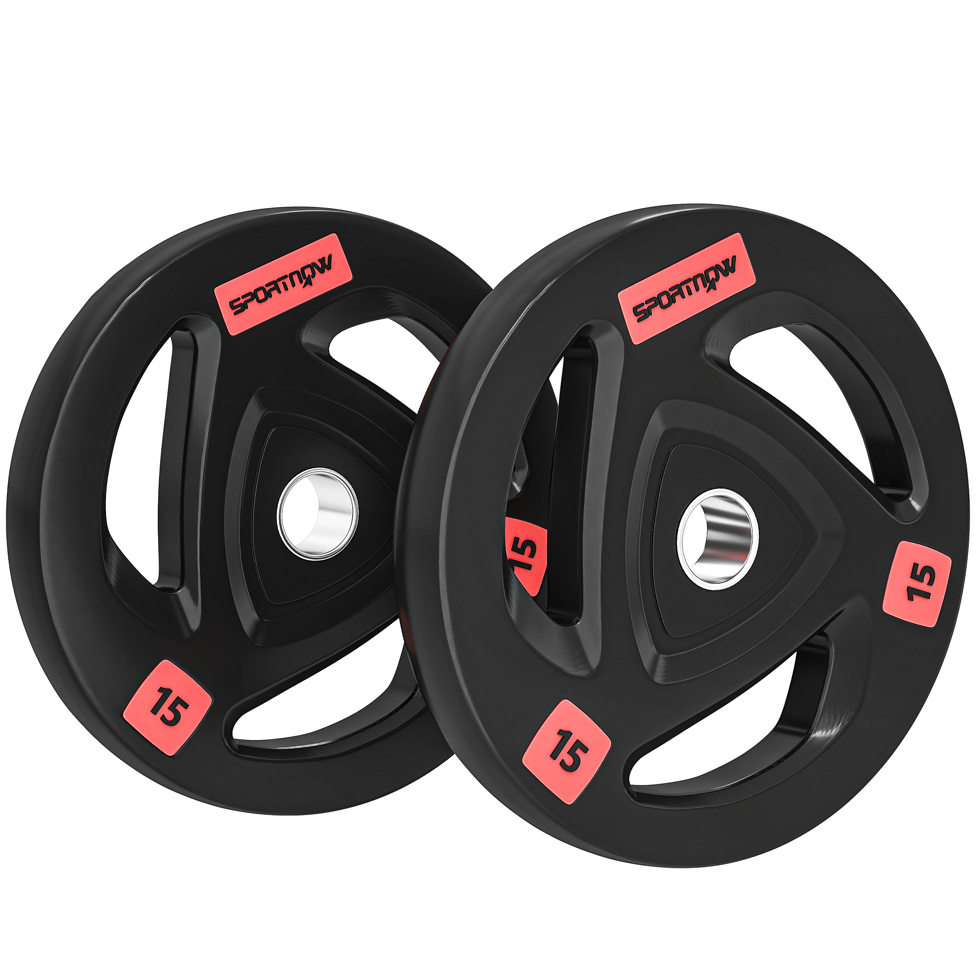 SPORTNOW Juego de 2 Discos de Pesas Olímpicos de 15 kg Agujero 50 mm de Hierro Fundido para Entrenamiento de Fuerza Negro