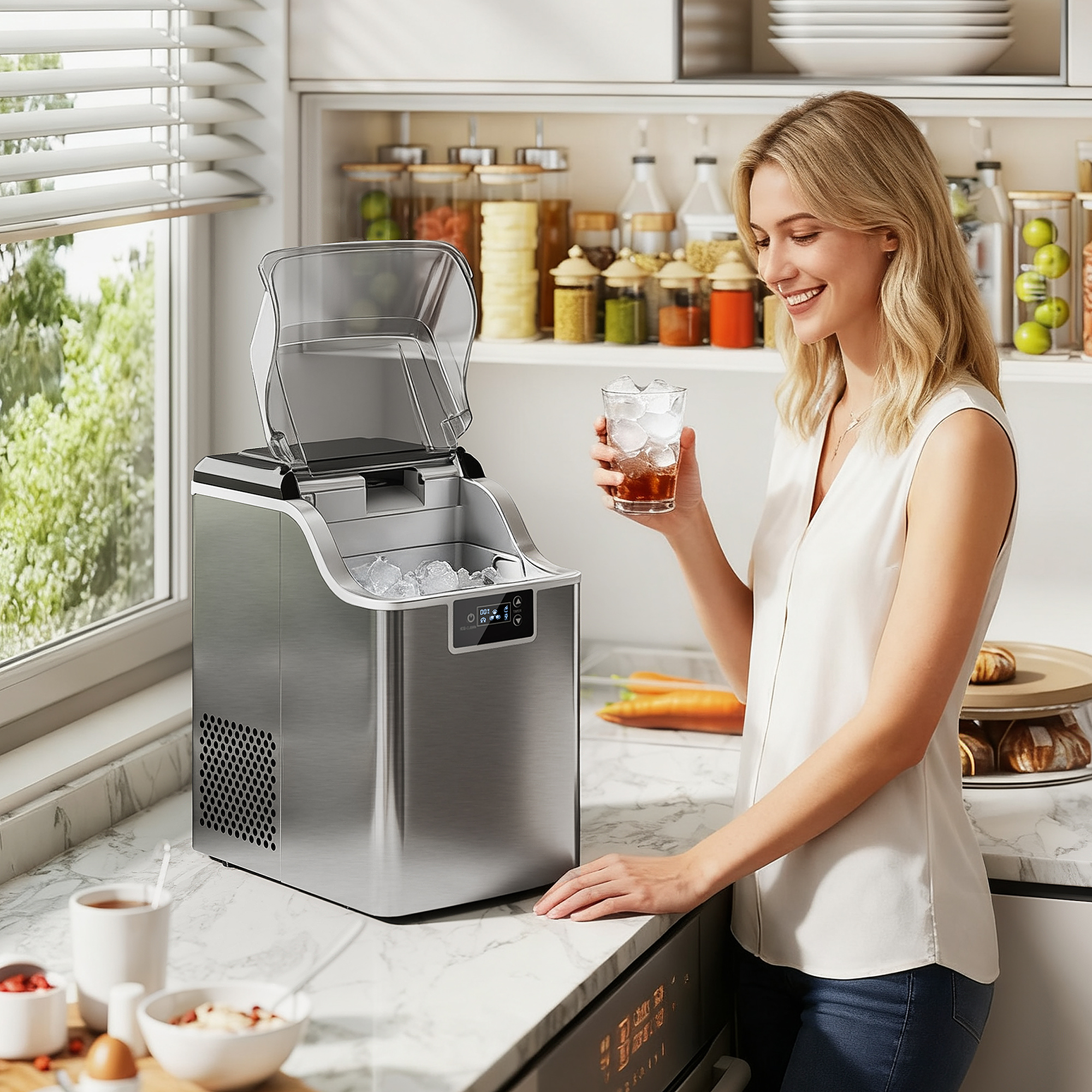 HOMCOM Eiswürfelmaschine, Ice Maker Edelstahl 24 Eiswürfel in 6-15 Min., 20 günstig online kaufen