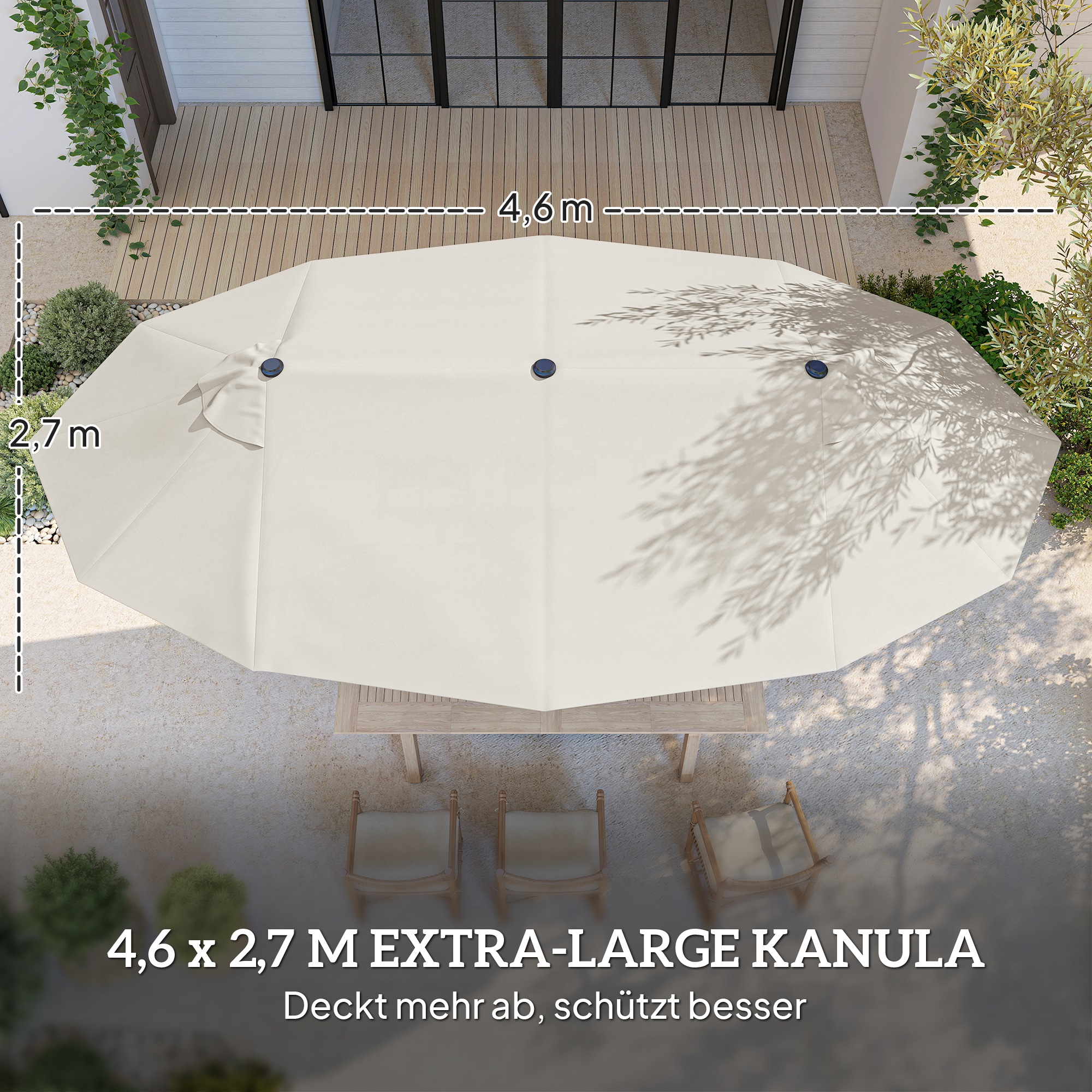 ML-Design Dubbele tuinparaplu 380x200 cm, Antraciet, Ovaal, Aluminium