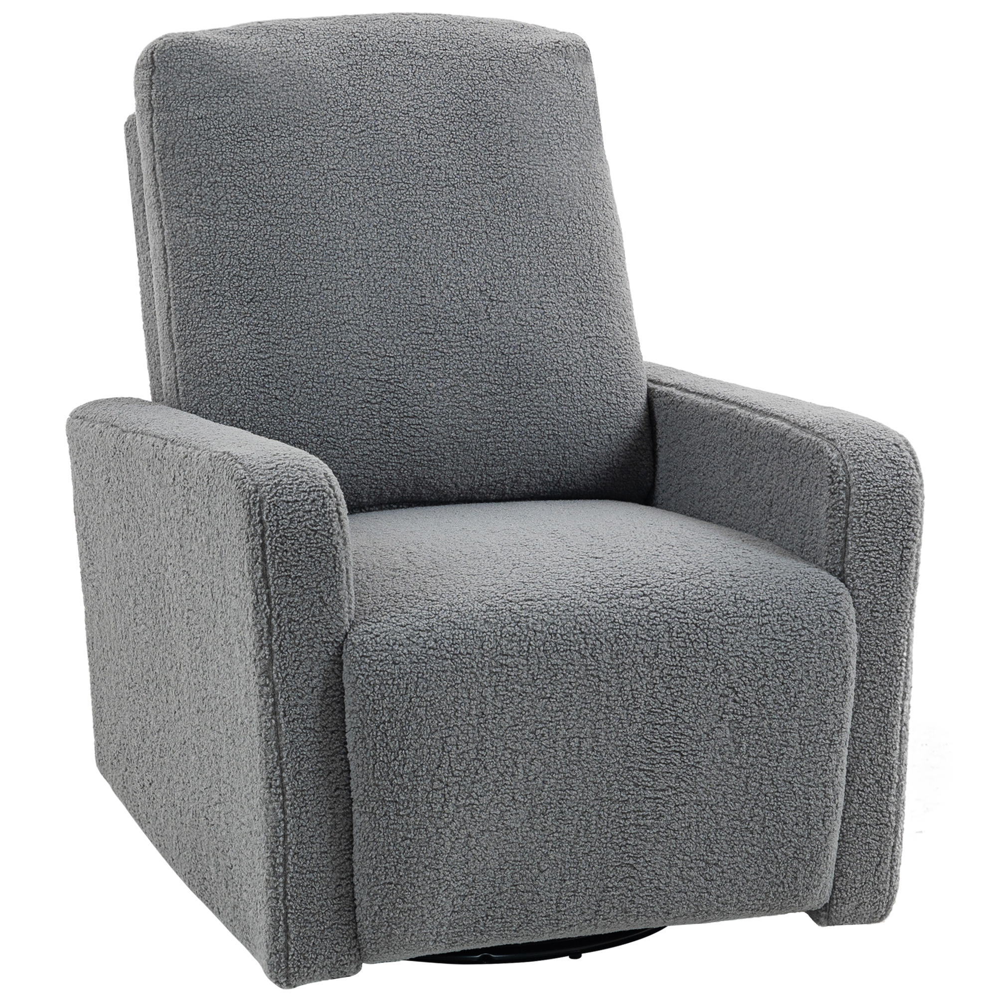 HOMCOM Sillón Relax Reclinable Manual hasta 135º con Reposabrazos Reposapiés Acolchado Grueso y Función de Balanceo 360° Gris