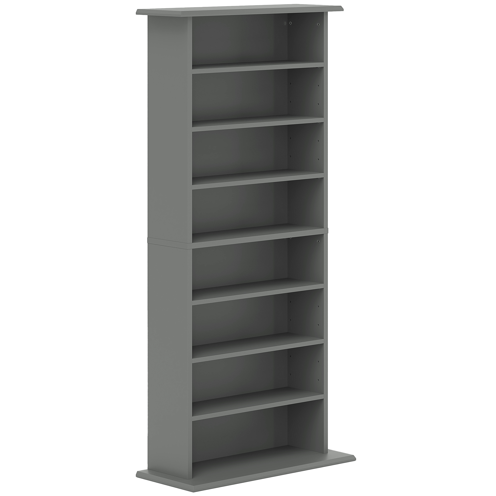 HOMCOM Almacenamiento para CD y DVD con 8 compartimentos y 6 baldas ajustables, capacidad máx. 360 CD/185 DVD y Blu-ray, gris