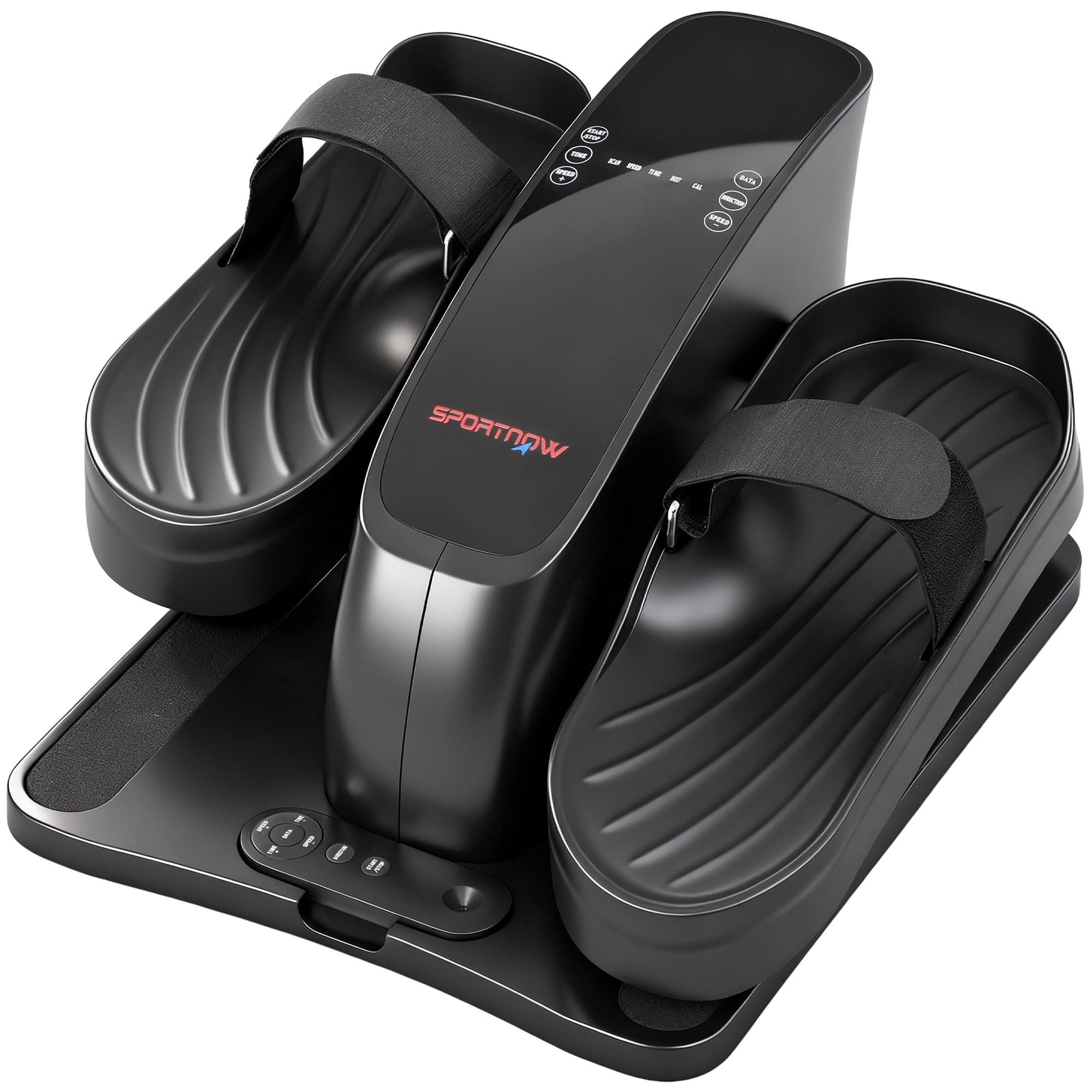 SPORTNOW Mini-pedalentrainer 12 Snelheden LED-display Afstandsbediening Antislip Draagbaar Metaal Kunststof Zwart 42x40,5x26,5cm | Aosom.nl
