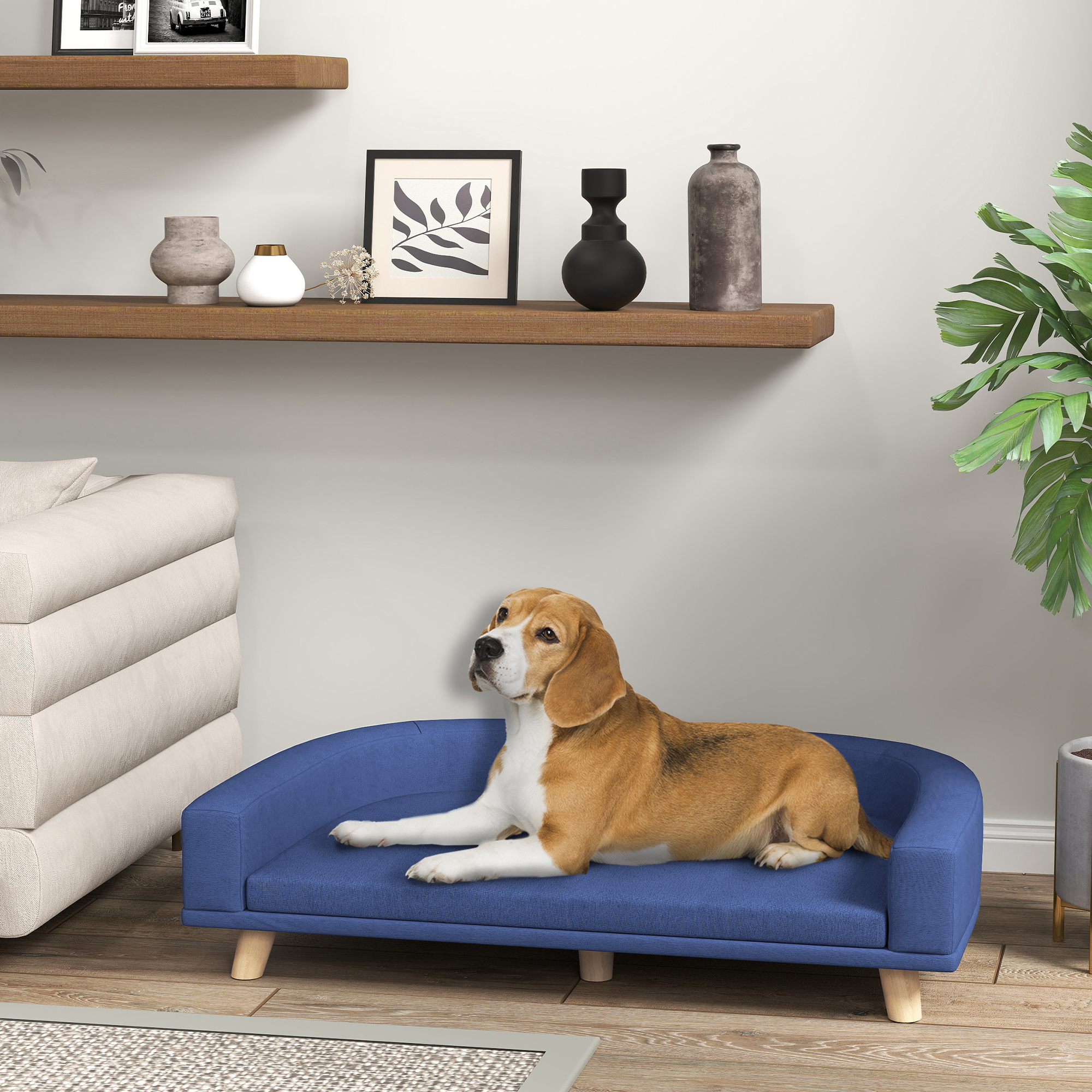 PawHut Hundesofa Hundecouch mit Holzbeine Abwaschbares Hundebett mit Sitzki günstig online kaufen