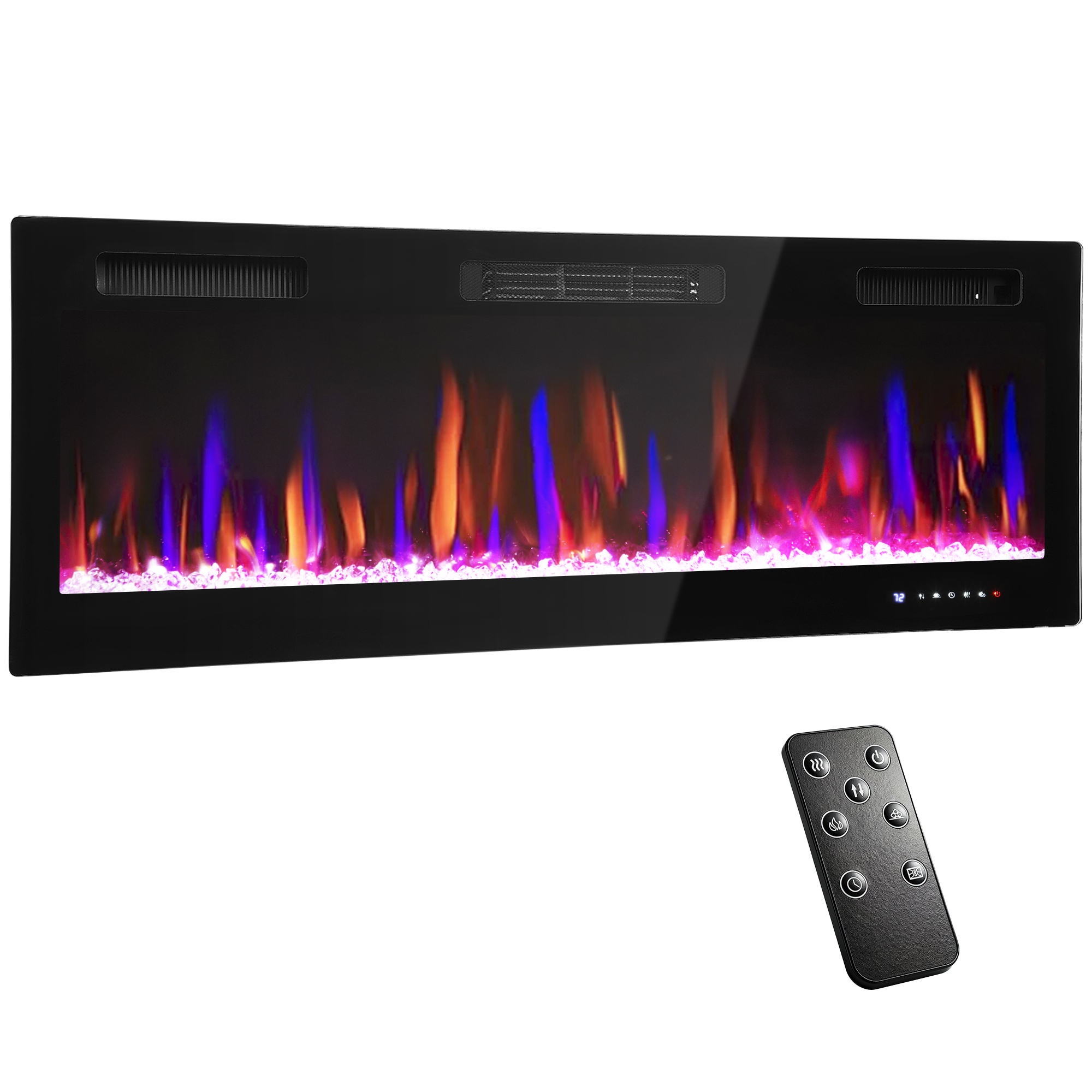 HOMCOM Elektrokamin zur Wandmontage oder zum Einbau 900W/1800W, Flammeneffe günstig online kaufen