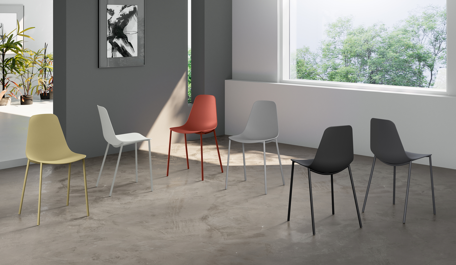E-STYLO Sedia moderna in polipropilene, perfetta per arredare con stile cucine, sale da pranzo, soggiorni e ambienti contract come bar e ristoranti, 49cm X 48.5cm H. 88cm Aosom Italy