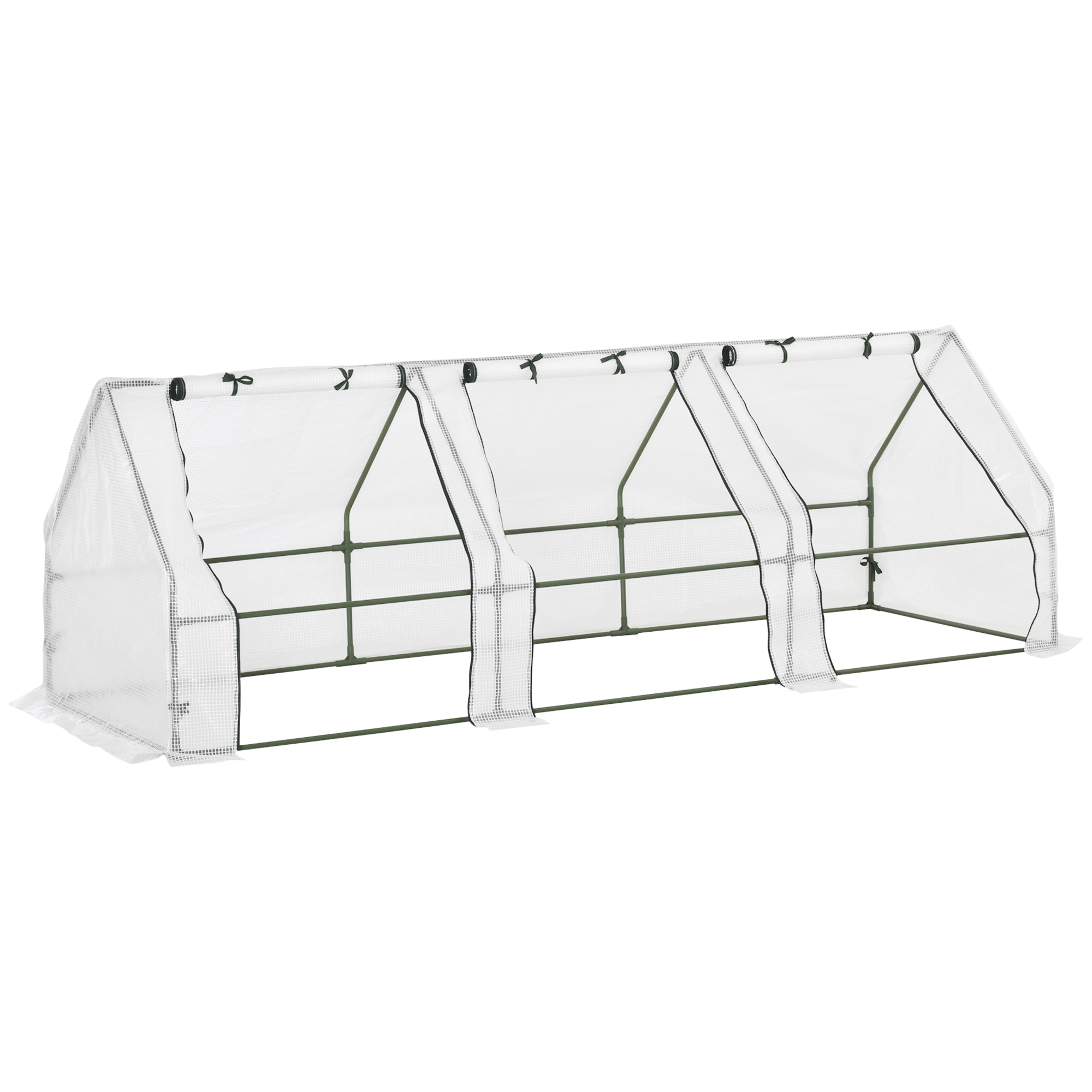 Outsunny Invernadero de Terraza 270x90x90 cm Tipo Caseta de Acero con 3 Ventanas para Cultivo de Plantas Verduras Flores Blanco | Aosom España