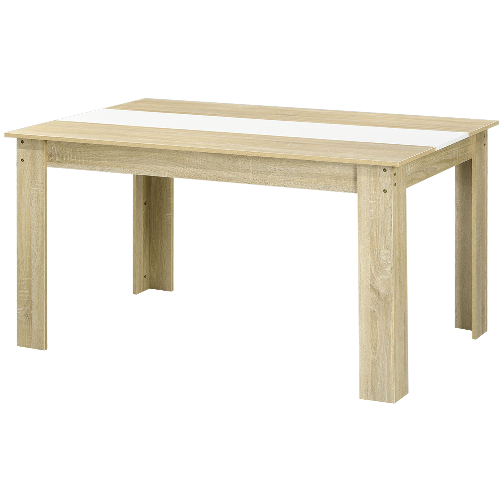 HOMCOM Masă Pentru 6 Persoane, Masă Modernă de Bucătărie cu Blat Colorat pentru Living, Sufragerie, 140x90x75 cm, Stejar, Alb | Aosom Romania