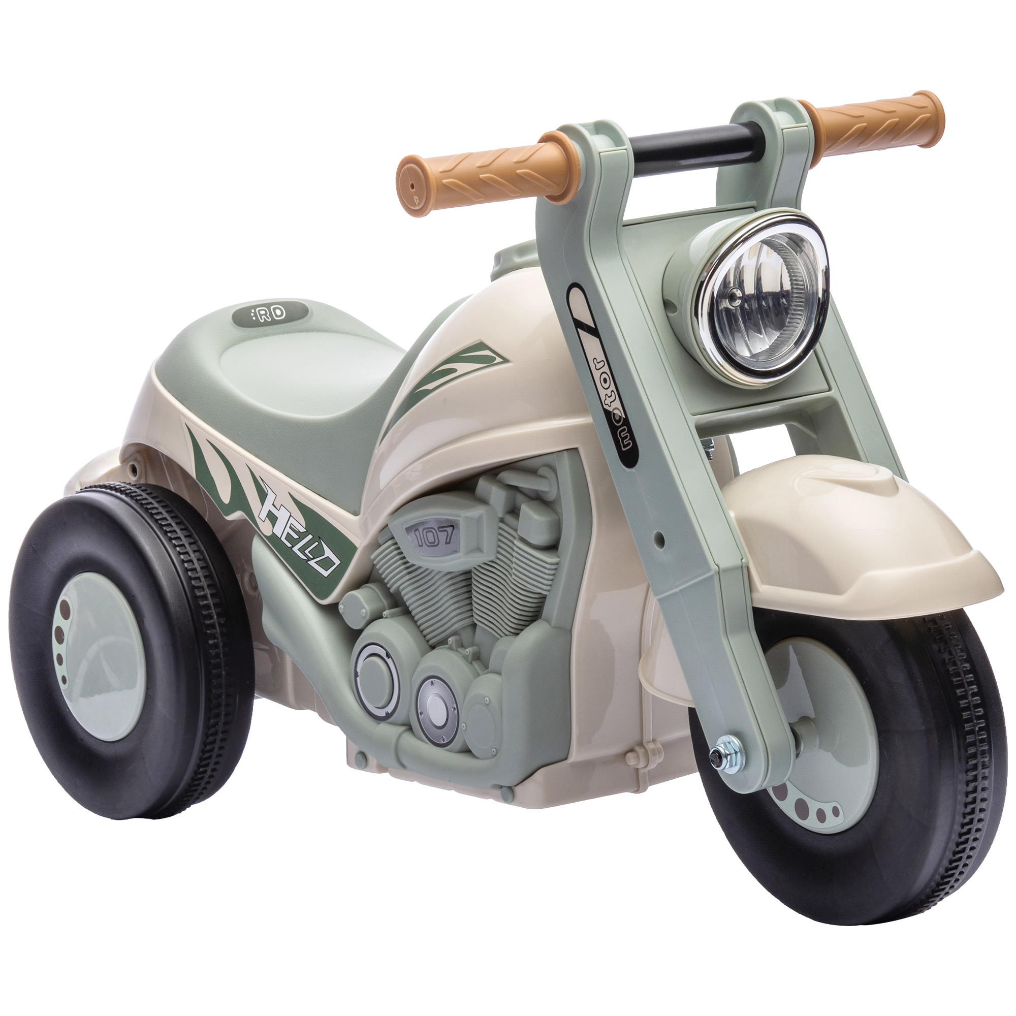AIYAPLAY Rutschauto, Rutscherfahrzeug mit Musik, Kinderfahrzeug, Kinderauto mit Blasen für Kinder 2-5 Jahre, bis 30 kg belastbar Cremeweiß 80 x 35,5 x 42 cm   Aosom – AIYAPLAY