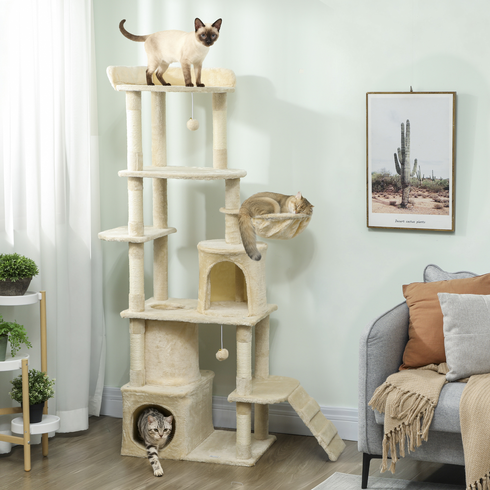 PawHut Kratzbaum für Katzen Groß, Katzenbaum, Höhe 170 cm, Kletterturm mit günstig online kaufen