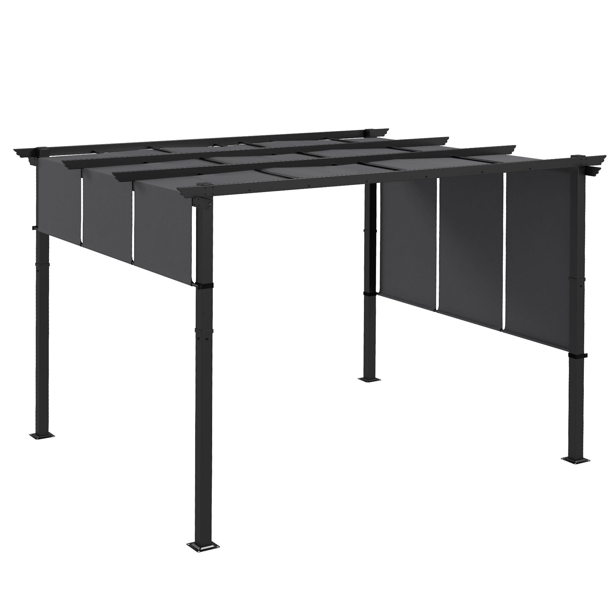 Outsunny Pavillon 3,5x3m Pergola mit Seitenwand, Terrassendach, dunkelgrau, günstig online kaufen