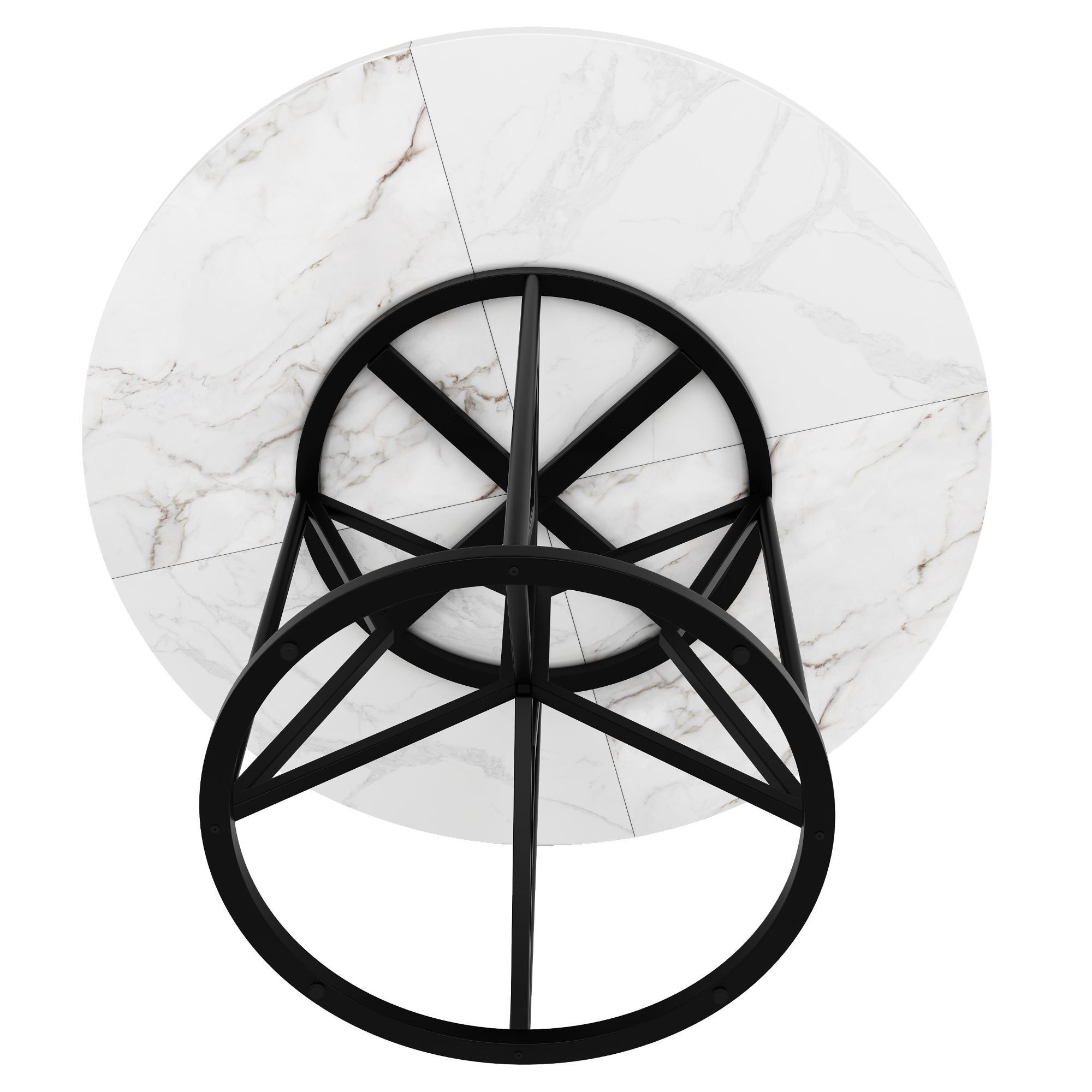 Table Ronde Extensible 100cm Chêne Craft Pieds Métal Noir