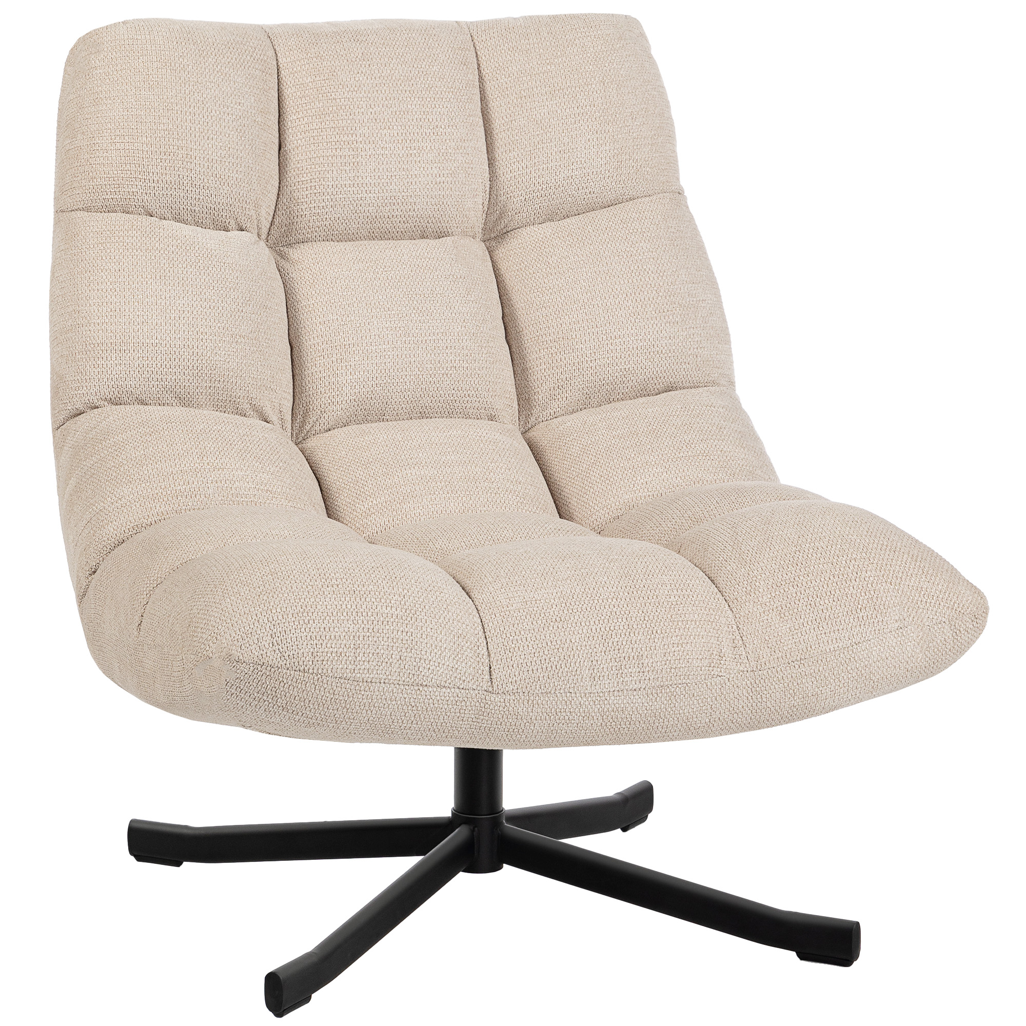 HOMCOM Butaca de Salón Giratoria Moderna Tapizada en Chenilla con Asiento Ancho Base Cruz y Patas de Acero Sillón Relax Crema