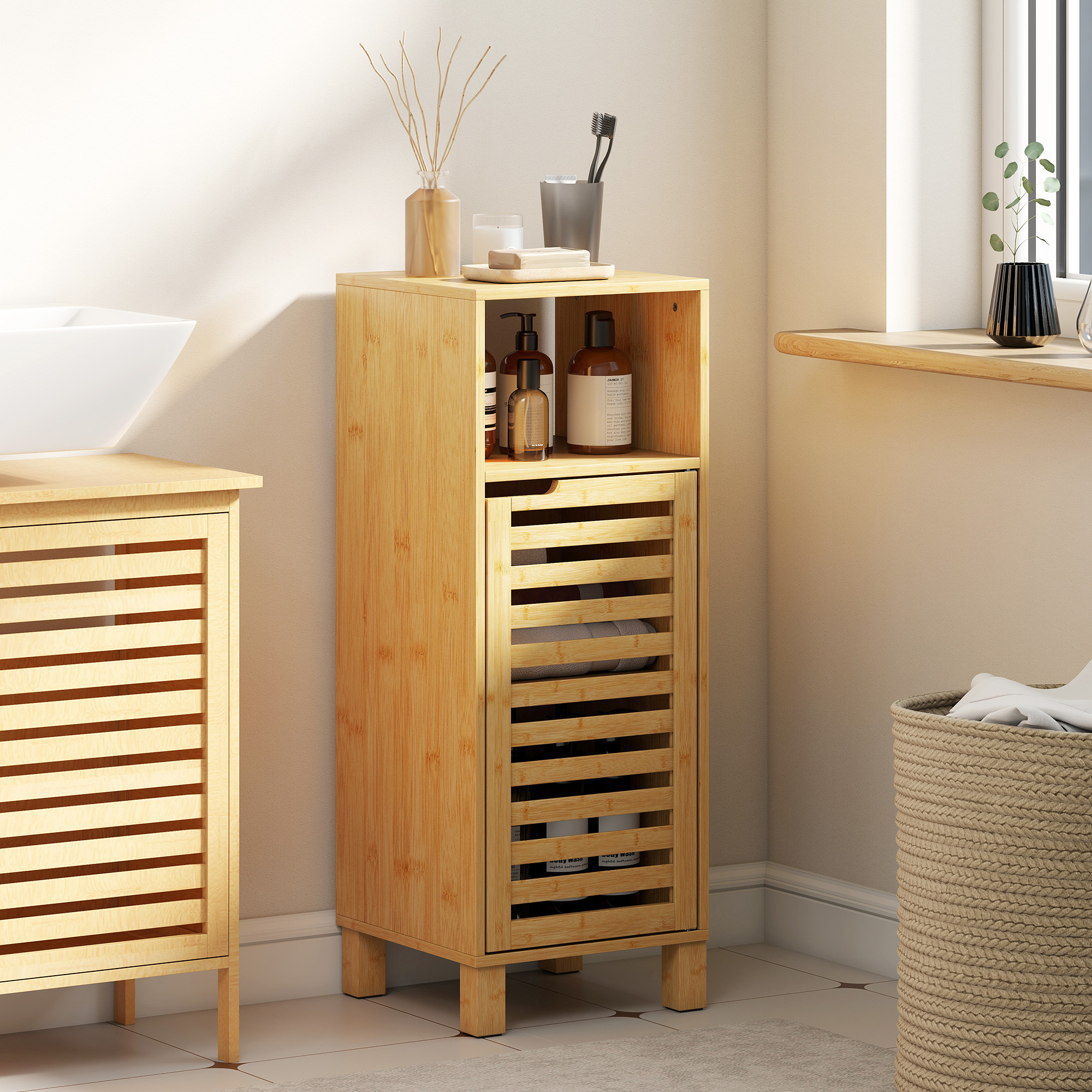 HOMCOM Badezimmerschrank Badschrank schmal mit verstellbaren Regalen, offen günstig online kaufen