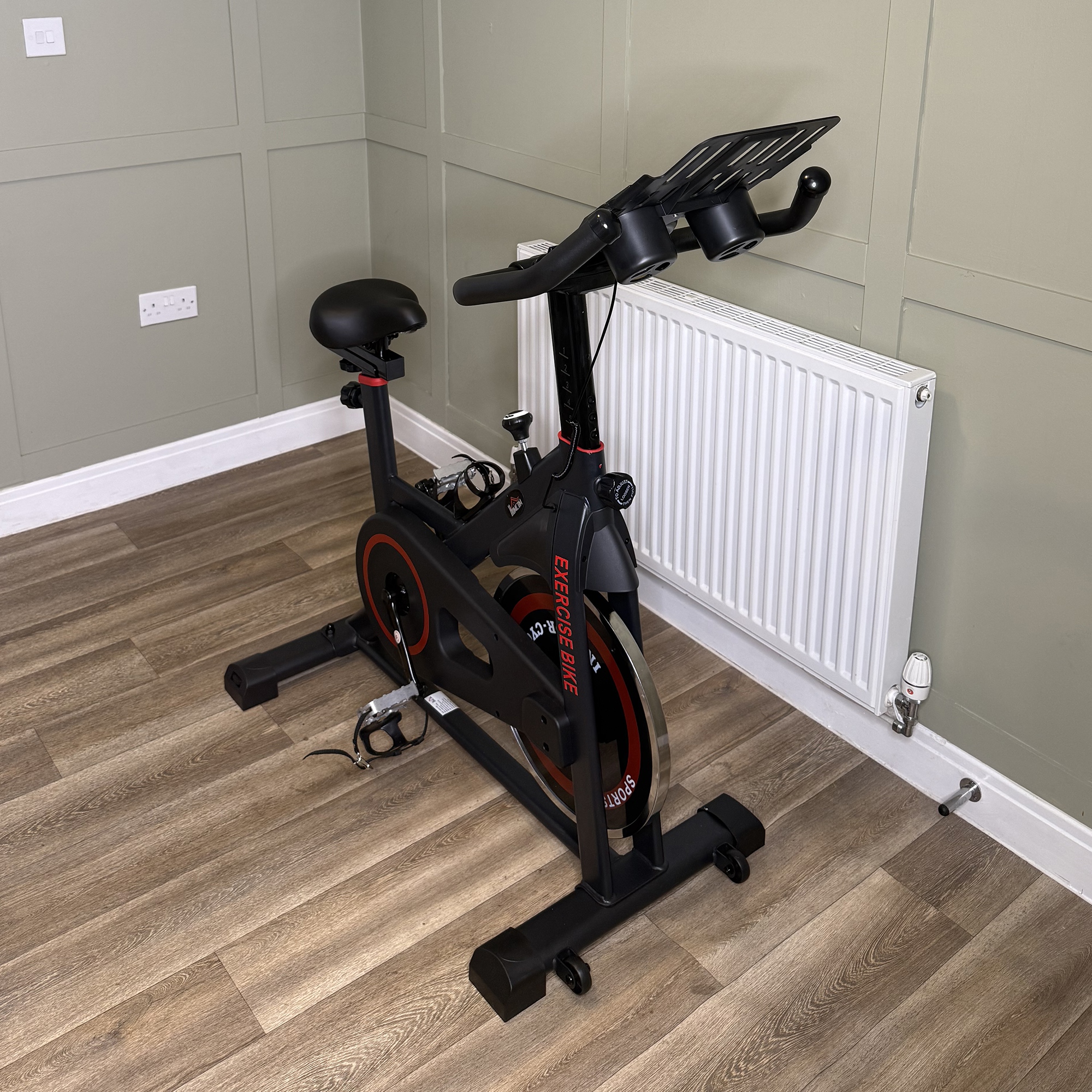 HOMCOM Exercise Bike, 8kg Flywheel Stationary Bike Indoor Cycling ...