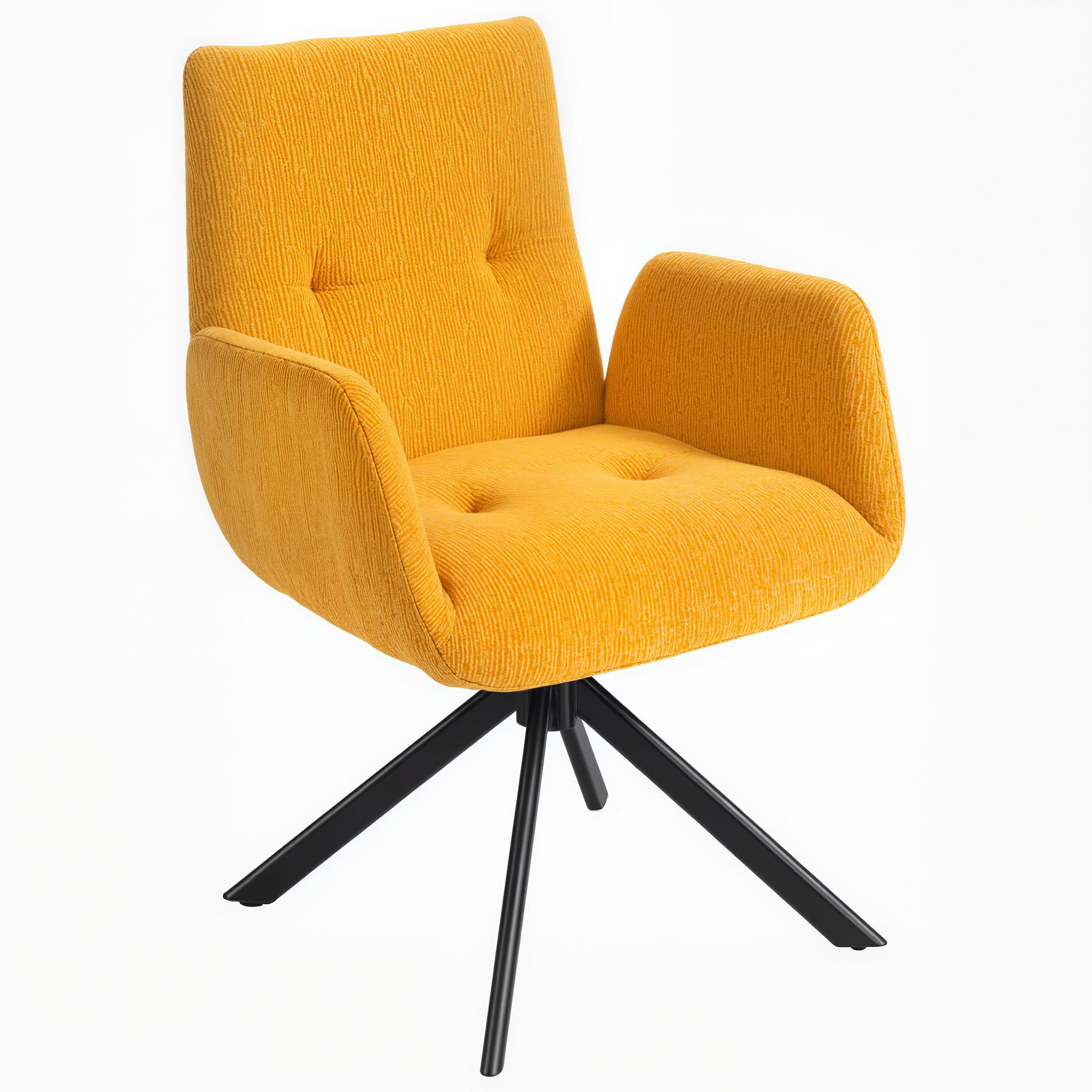 HOMCOM Sillón tapizado, sillón de acento, diseño moderno, giratorio, hasta 120 kg, Amarillo | Aosom España